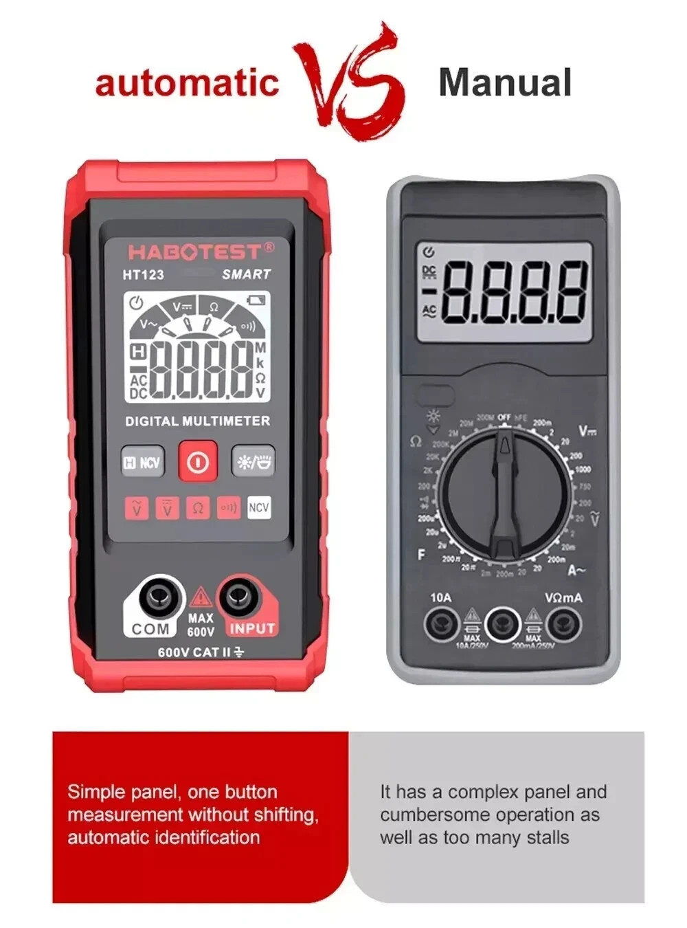Digital Multimeter LCD Voltmeter Ammeter Ohmmeter Volt AC DC Tester Leads Meter