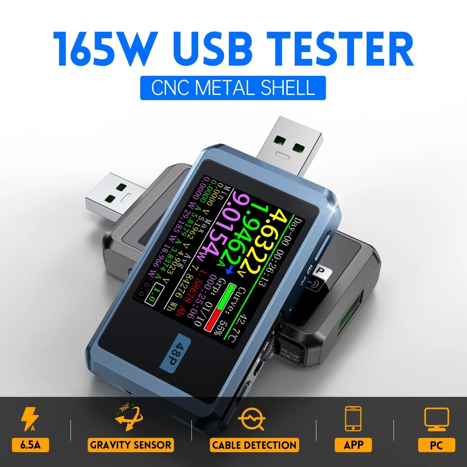 FNIRSI FNB48P USB Tester Voltmeter Ammeter TYPE-C Fast Charge Detection Trigger