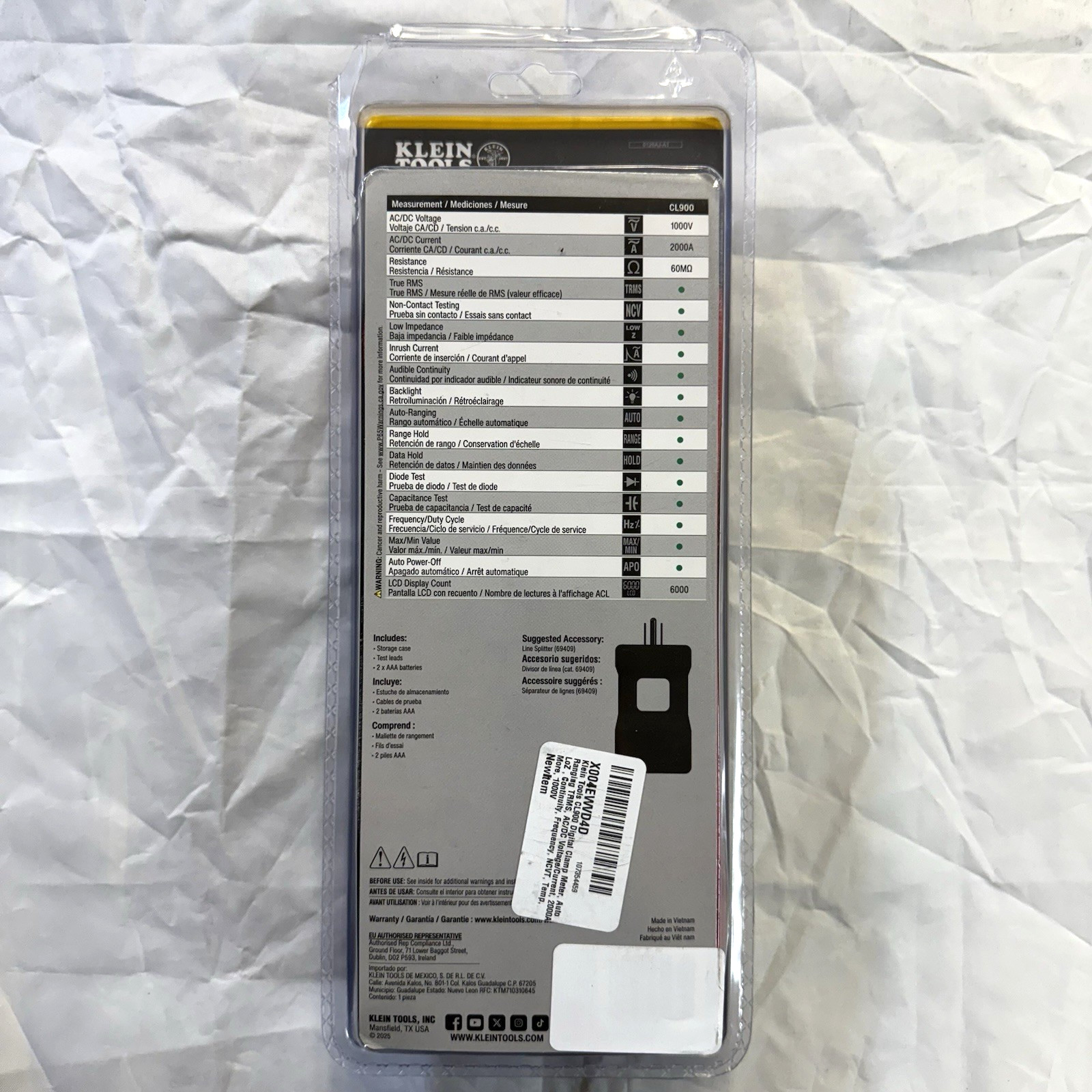 Klein Tools 2000A Digital Clamp Meter, CL900