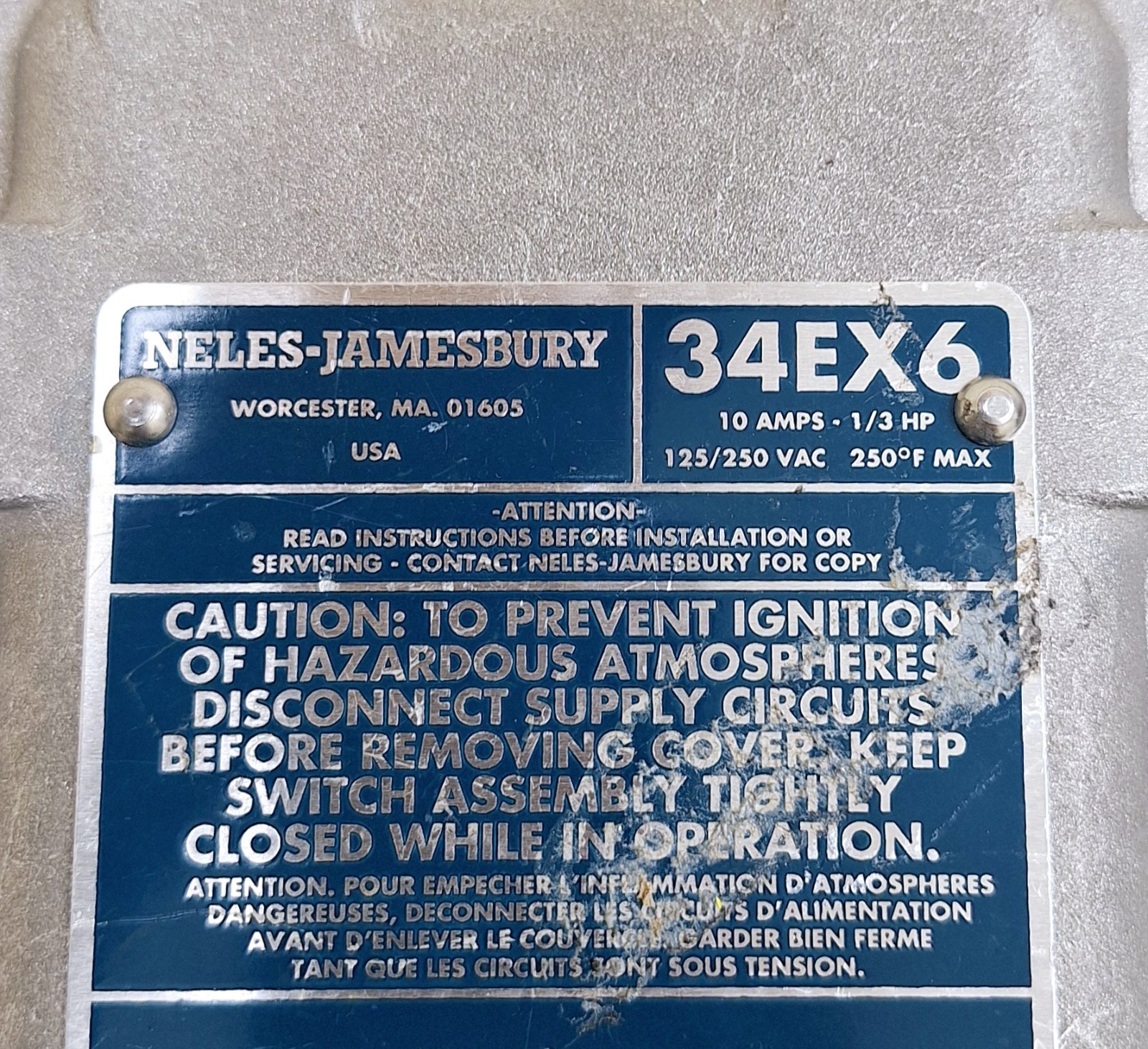 Neles-Jamesbury 34EX6 Limit Switch 10A – 1/3 HP 125/250 VAC