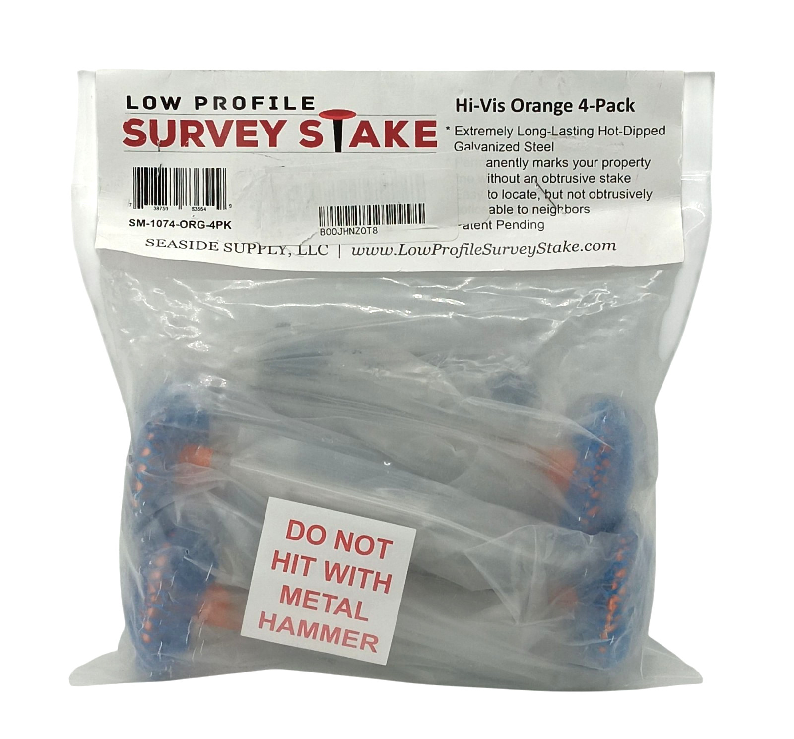 Low Profile Survey Stakes Hi-Vis Orange – 4 Pack
