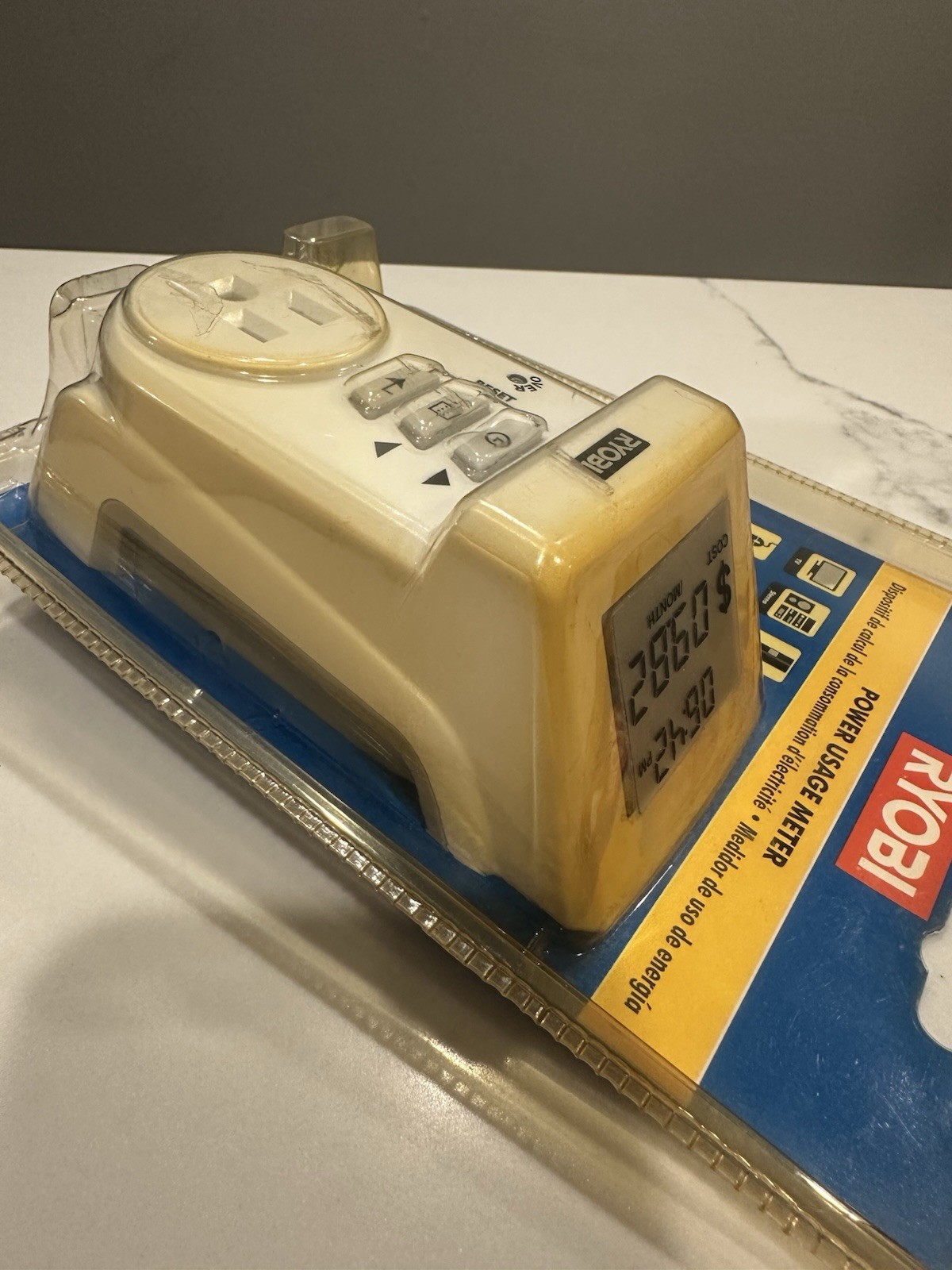 Ryobi Power Usage Meter Plug-In Electricity Energy Cost Monitor E49CM01