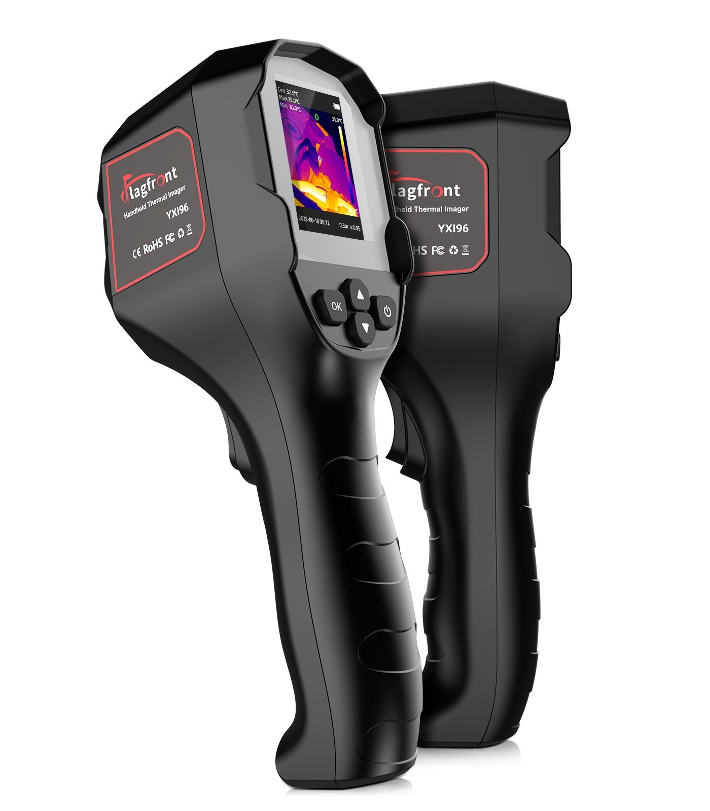 Thermal Camera, 240×240, -4°F–1022°F, 25Hz IR Imaging with Temp Alarm, 50° FOV