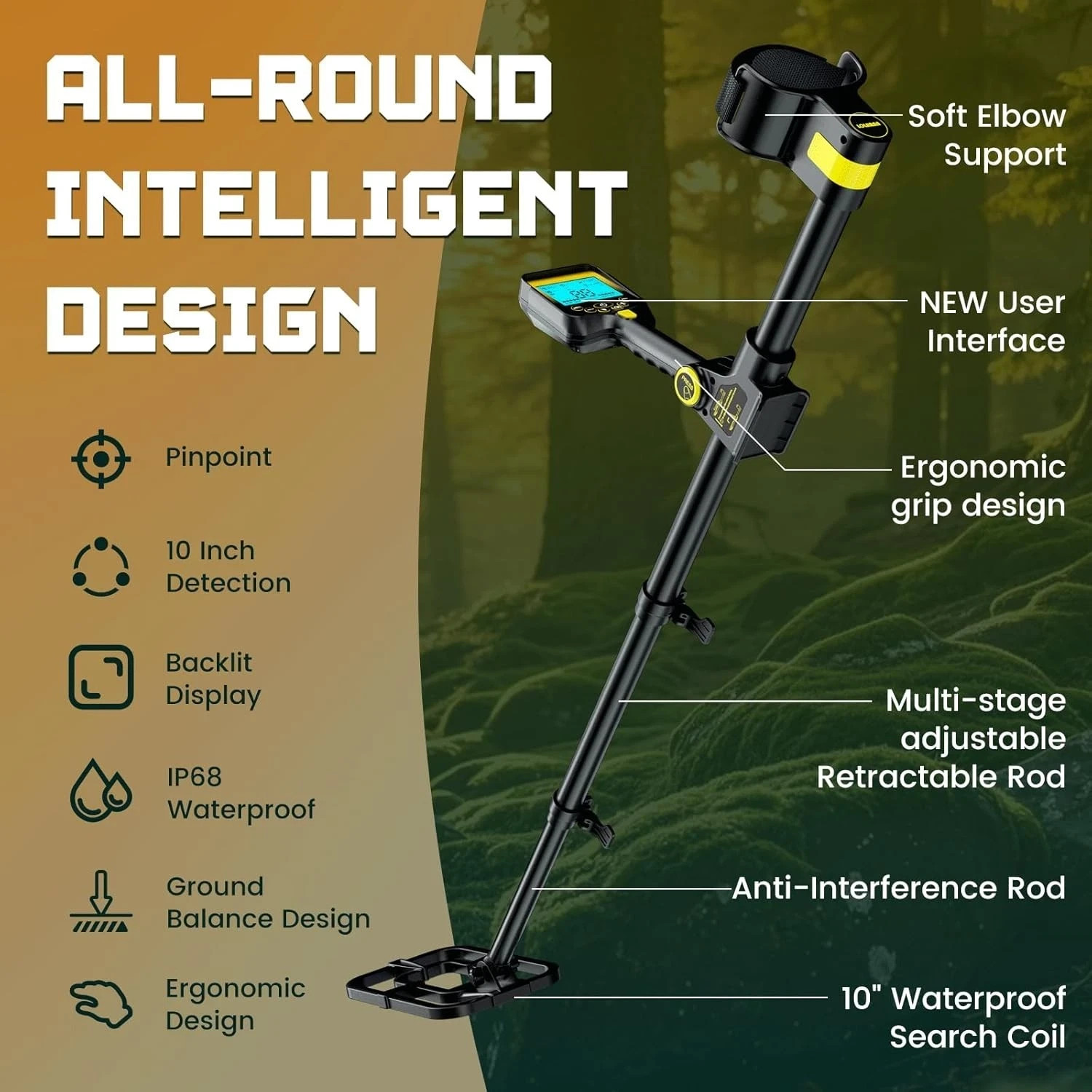Metal Detector for Adults Waterproof – 2000mAh Chargeable Professional Cordless