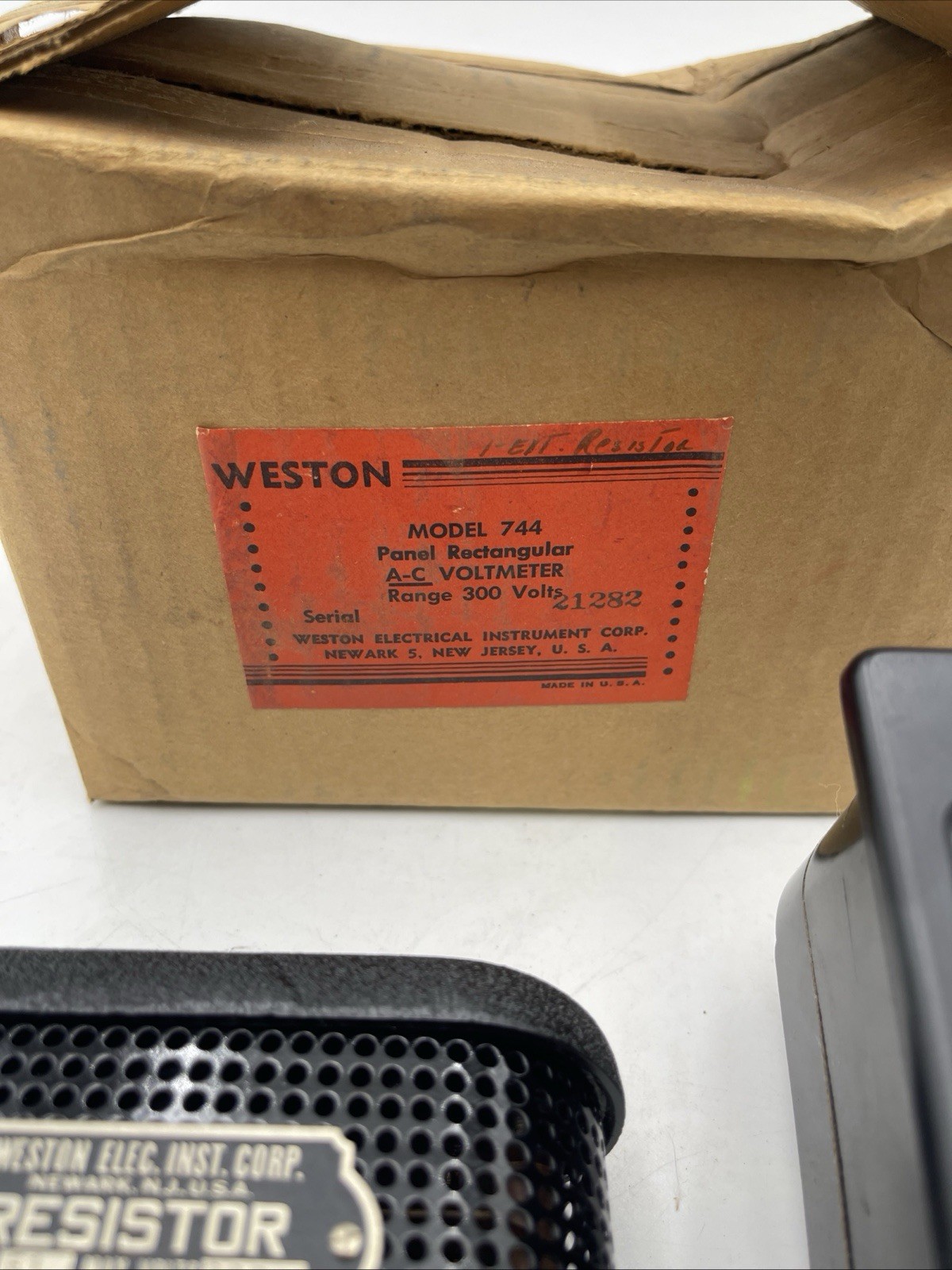 Antique Weston Model 744 Panel Rectangular A-C Voltmeter Range 300 Volts-21282!!