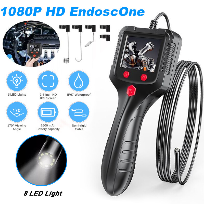 HD 1080P LED Handheld Industrial Endoscope Borescope 8mm Inspection Snake Camera