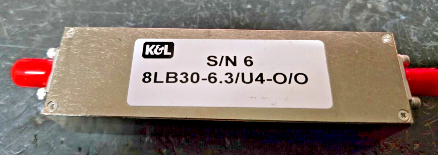 K&L 8LB30-6.3/U4-O/O Banwpass Filter 6.36 MHz CF TESTED SMA (F) see plot