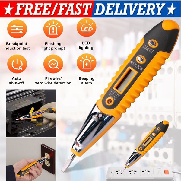 Voltage Electric Tester Volt Detector Test Pen AC DC Non-Contact Sensor 12-1000V