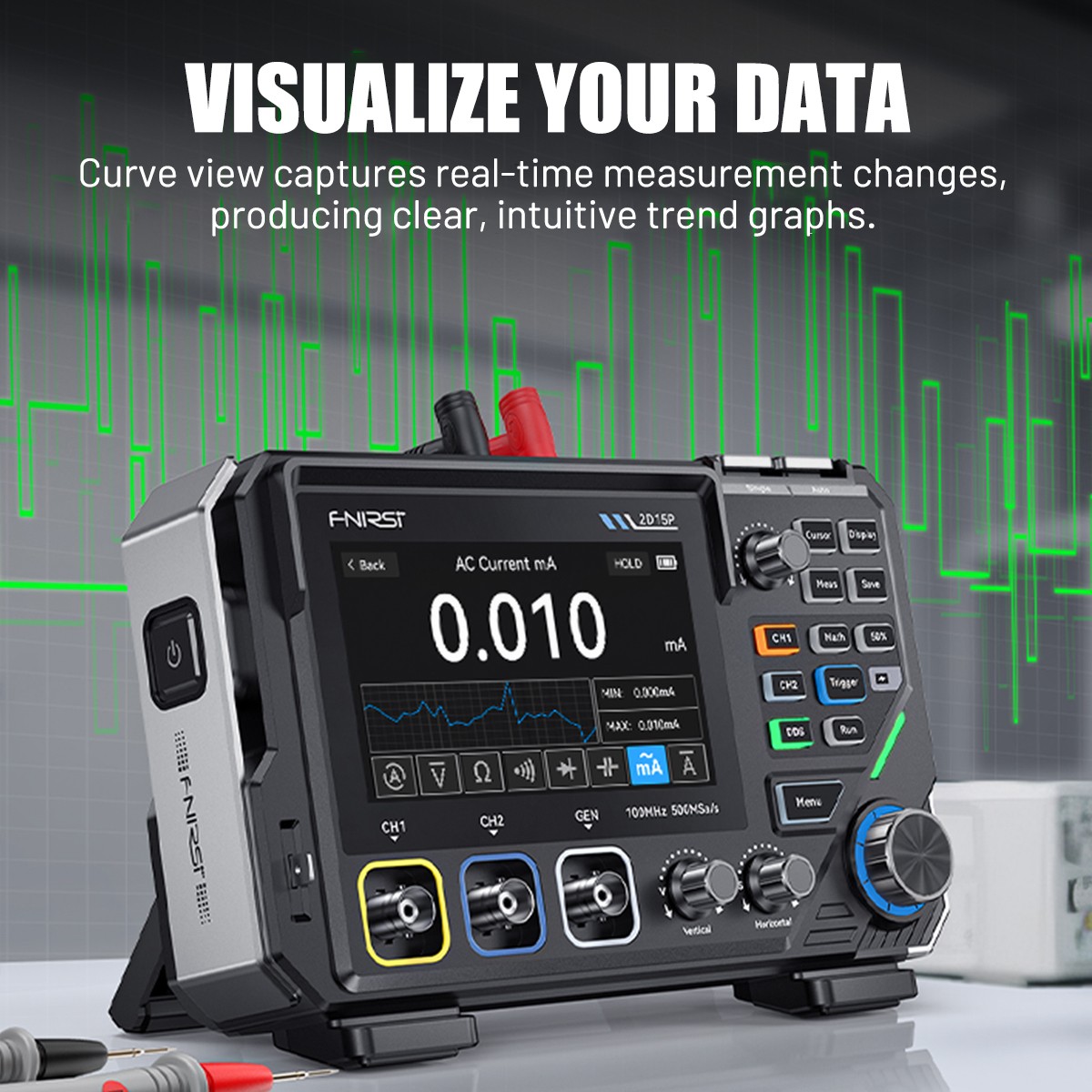 FNIRSI 2D15P Touchscreen Digital Oscilloscope Multimeter Signal Generator 100MHz
