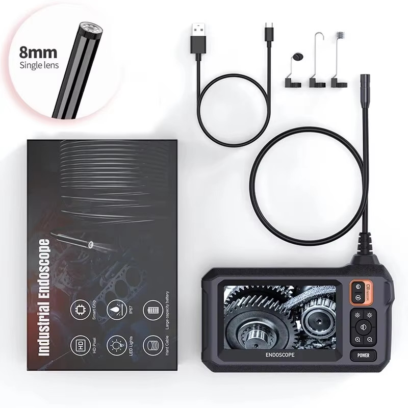 Industrial Endoscope Camera 8Mm HD1080P 4.3Inch IPS Screen 1080P Pipe Inspection