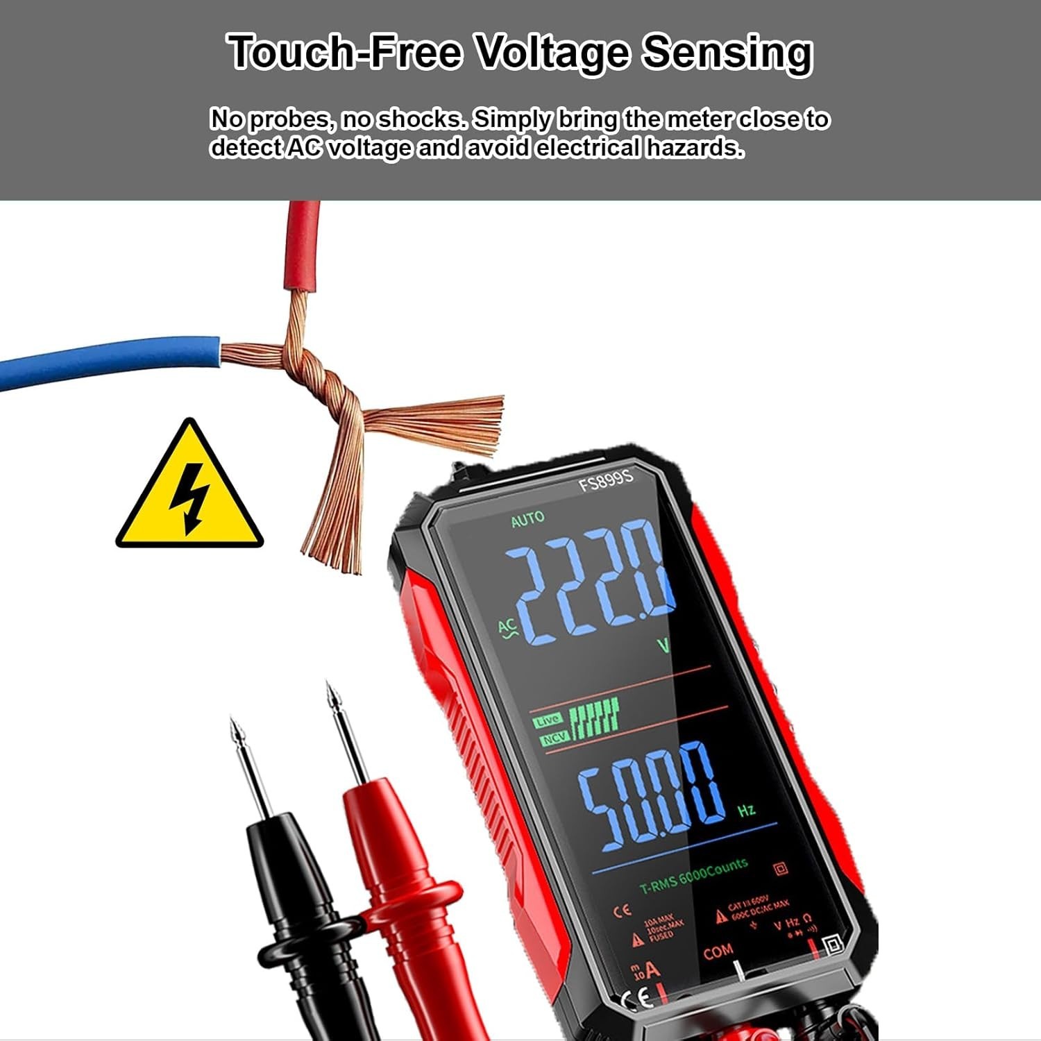 Digital Multimeter True RMS Auto Ranging, AC DC Voltage Tester NCV 6000 Counts
