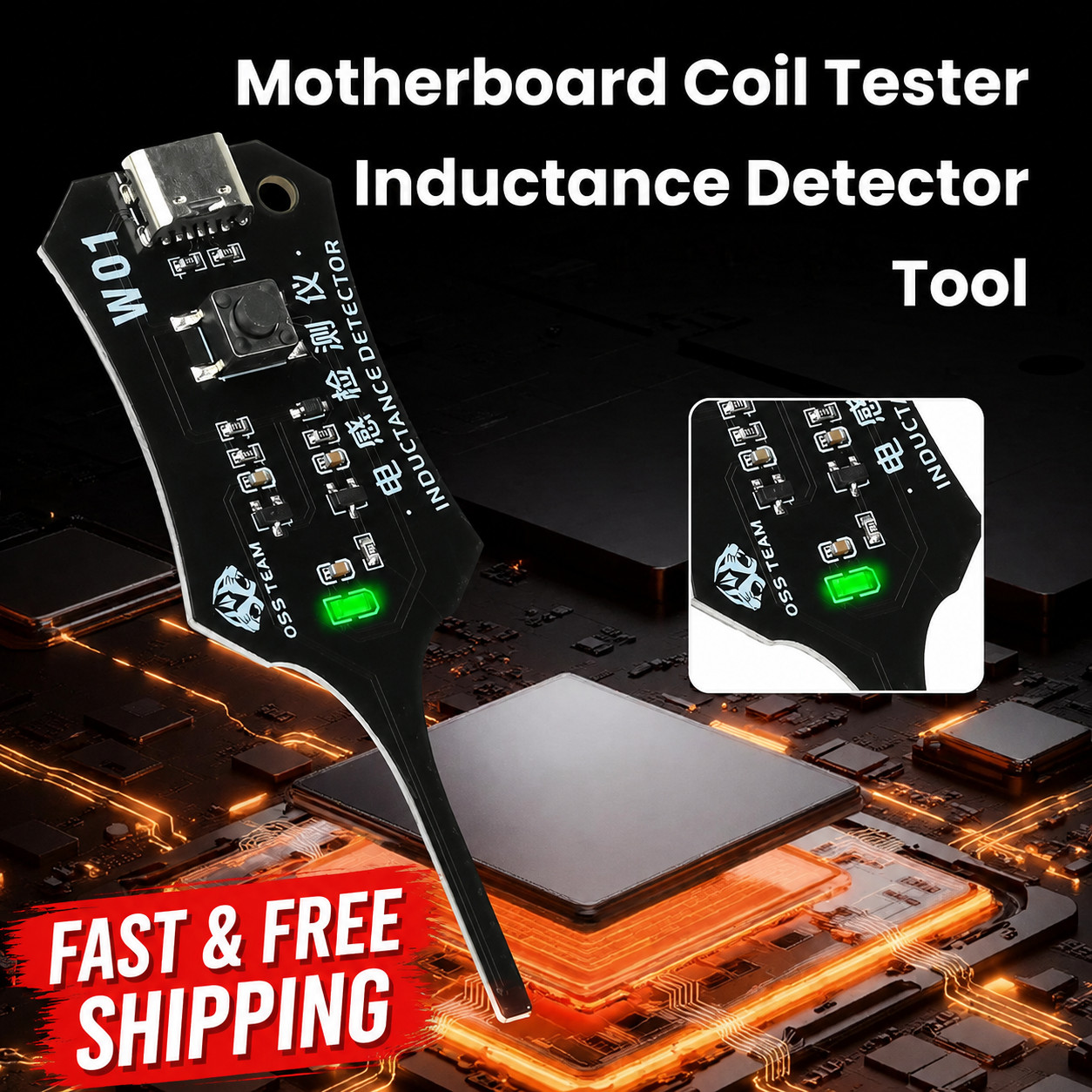 OSS W01 Motherboard Coil Tester Inductance Detector Type-C Repair Tool