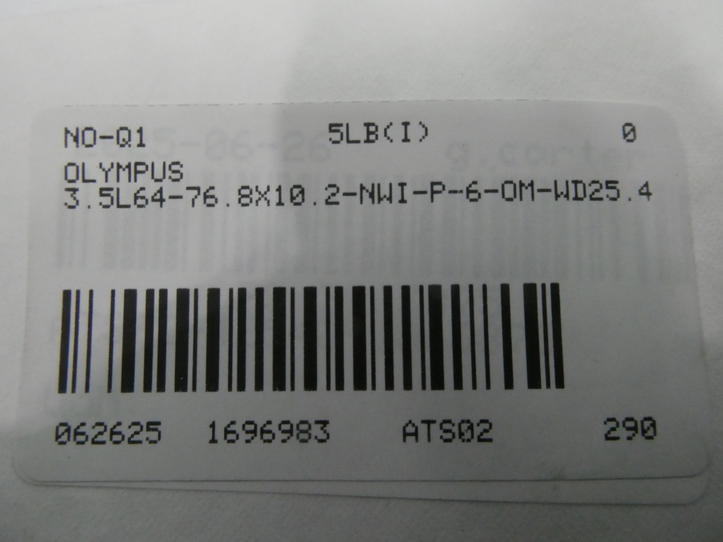 Olympus 3.5L64-76.8X10.2-NWI-P-6-OM-WD25.4 Linear Array Probe