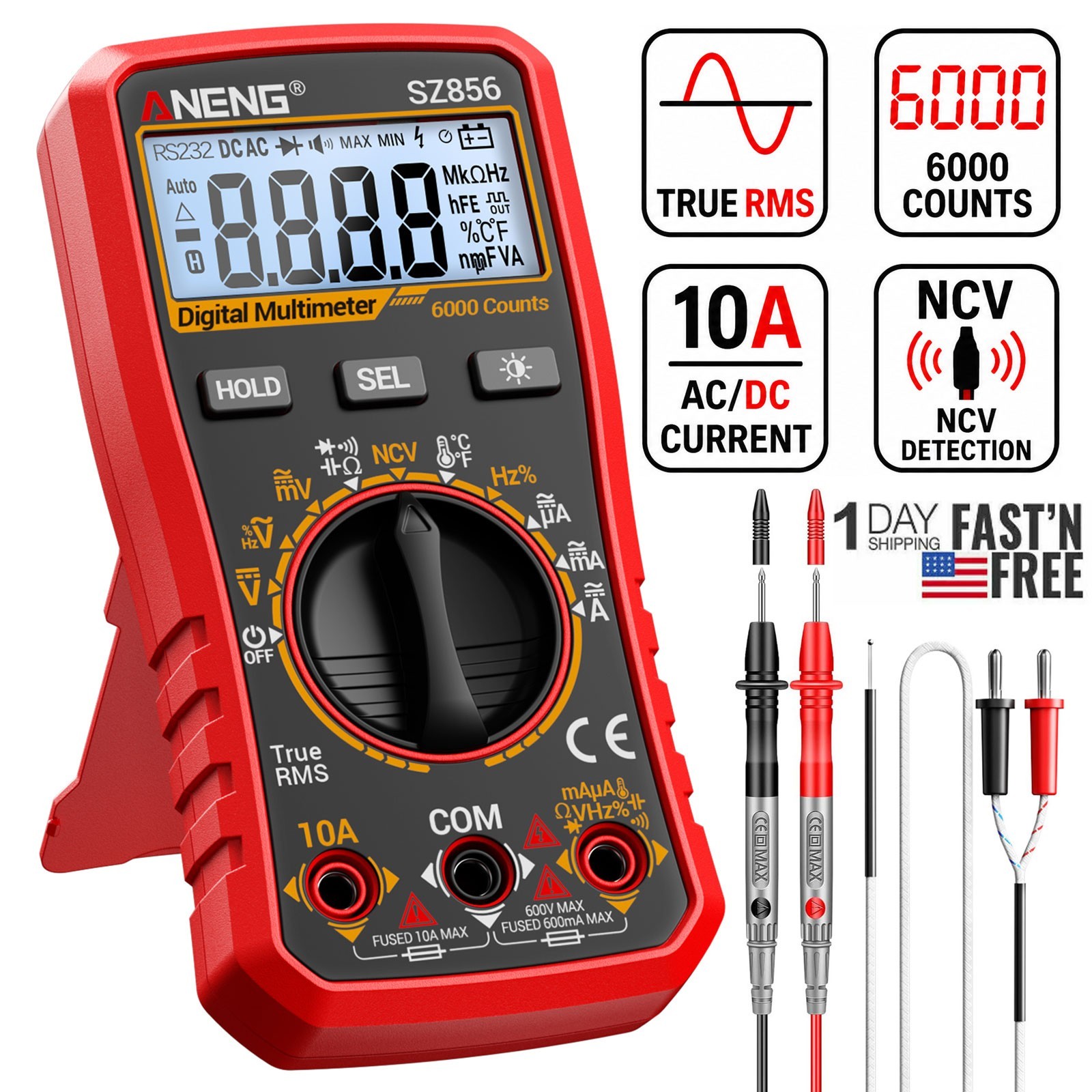 ANENG True RMS Digital Multimeter Auto Range 6000 Counts AC DC Electric Tester