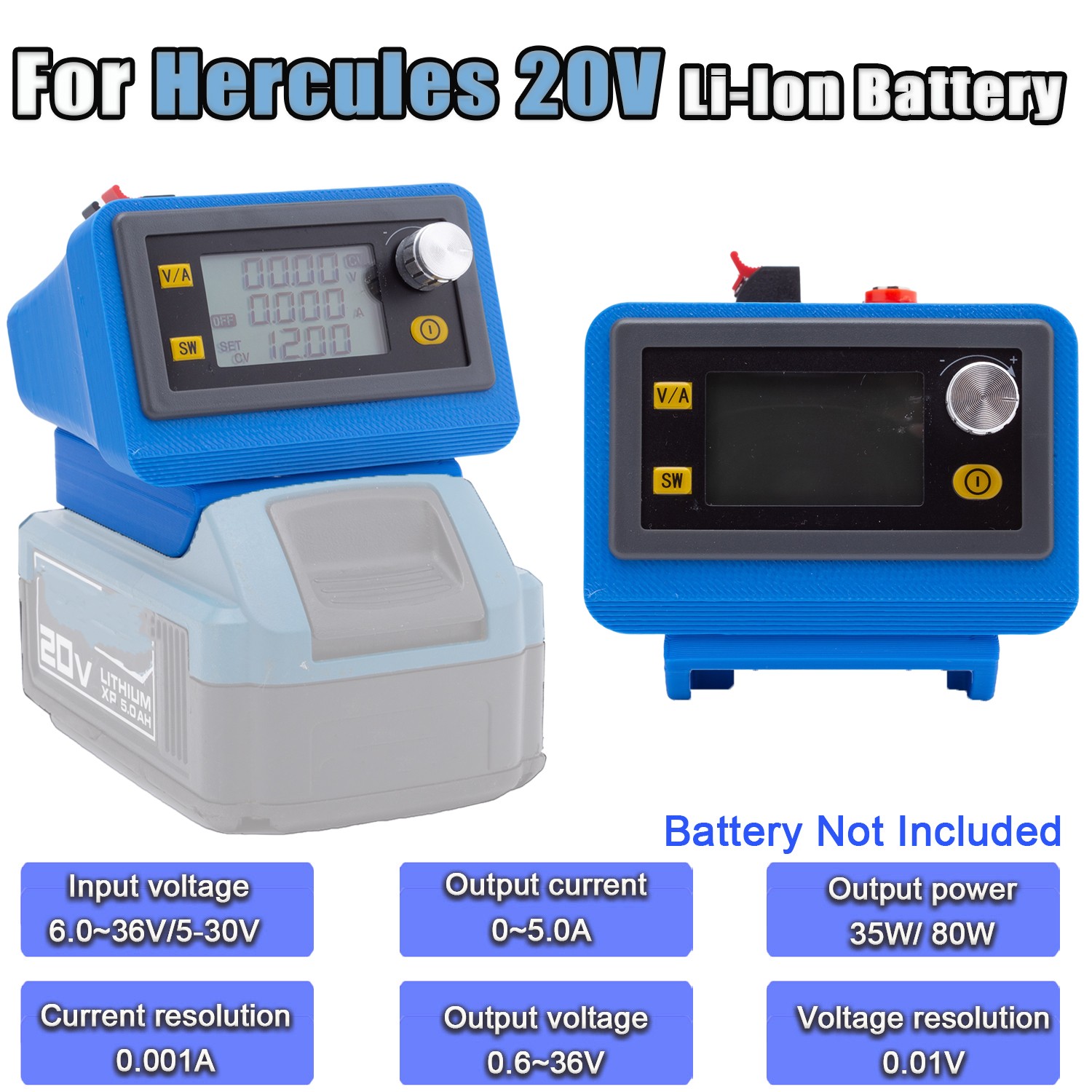 DC Power Supply For Hercules 20V Battery Adjustable Voltage Digital Display