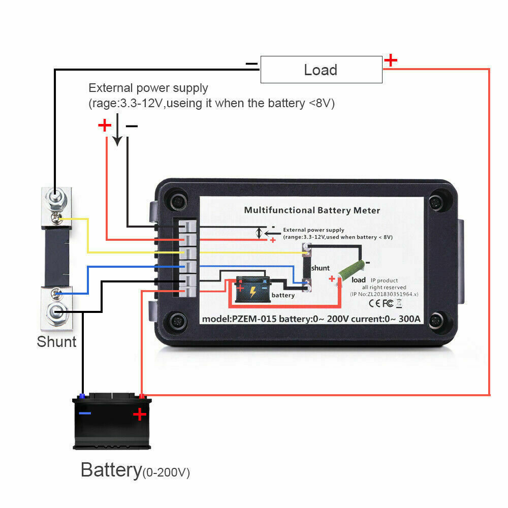 12v DC Battery Monitor 100A Shunt LCD Display Voltage Current Volt Meter Ammeter