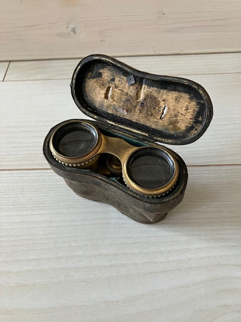 Antique Calderoni Hungary Opera Glasses Brass Mother of Pearl Ivory 1900s