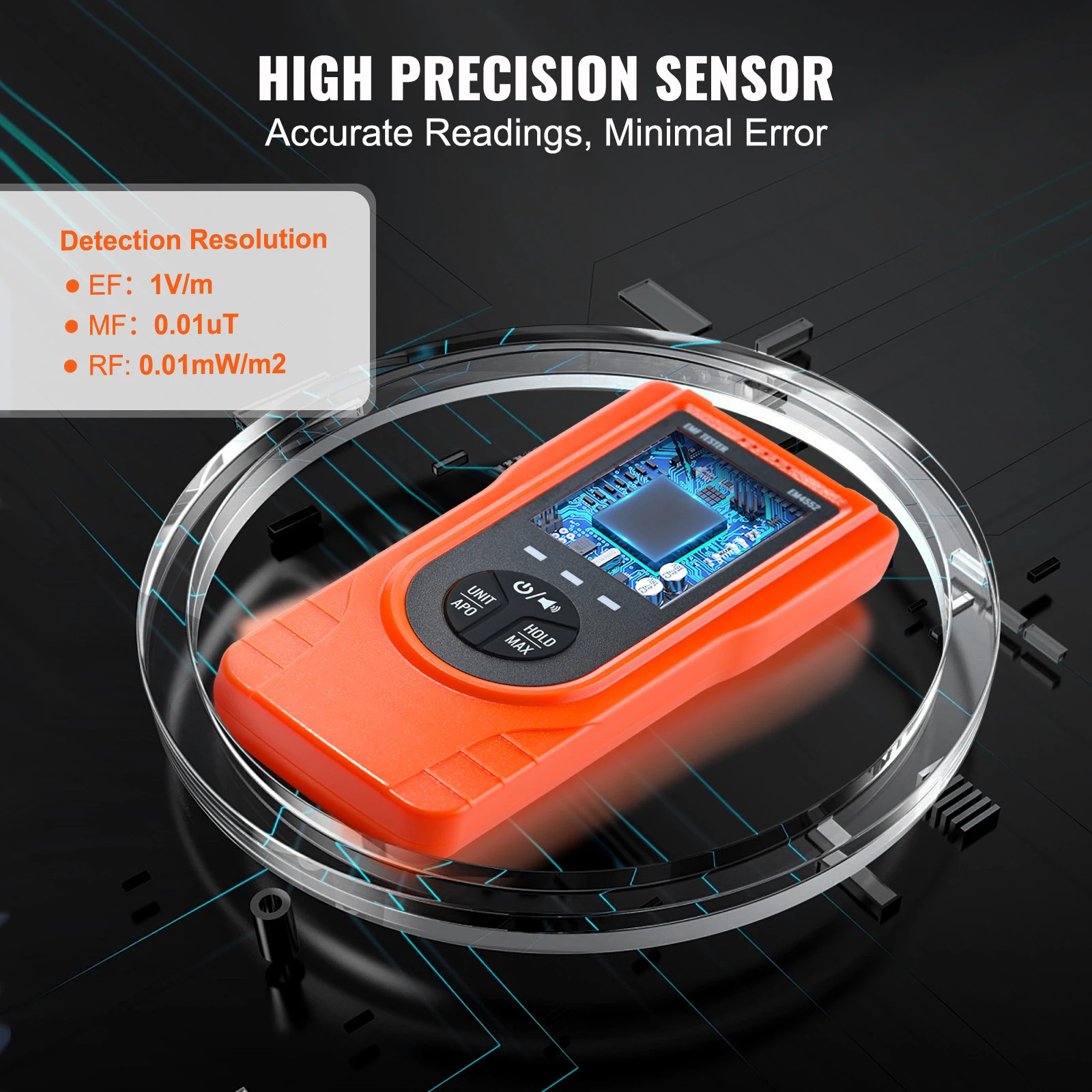 3-in-1 EMF Meter 5Hz-3.5GHz Rechargeable LCD EMF Radiation Tester Handheld Scans