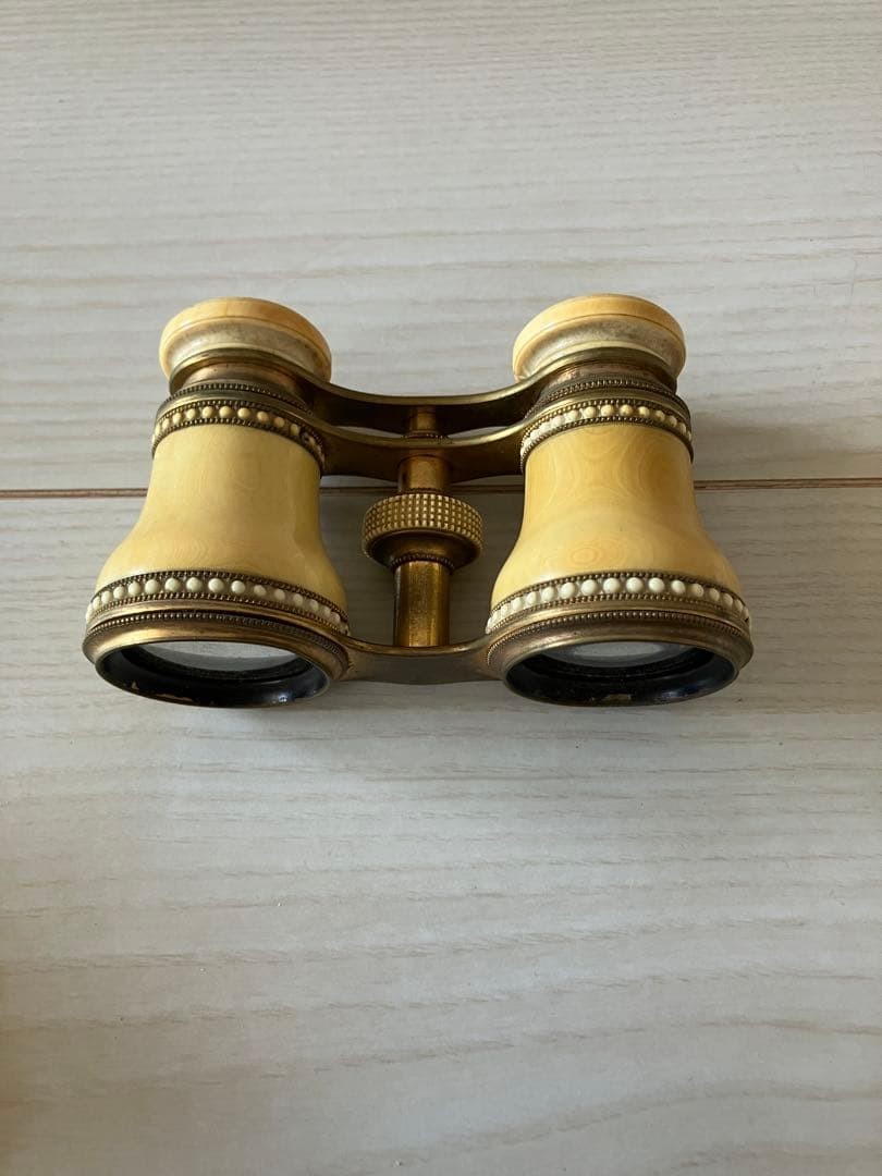 Antique Calderoni Hungary Opera Glasses Brass Mother of Pearl Ivory 1900s