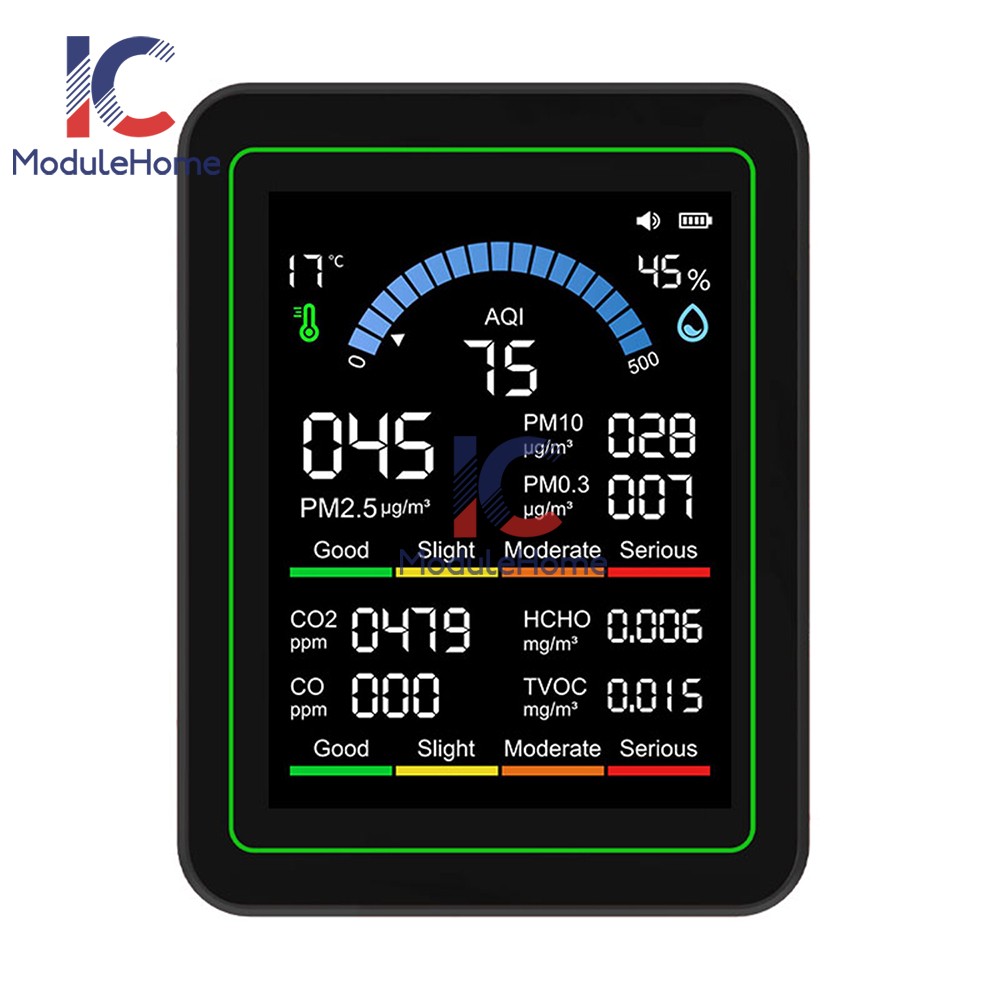 10-in-1 Air Quality Detector PM2.5 PM10 PM HCHO TVOC CO CO2 Formaldehyde Monitor