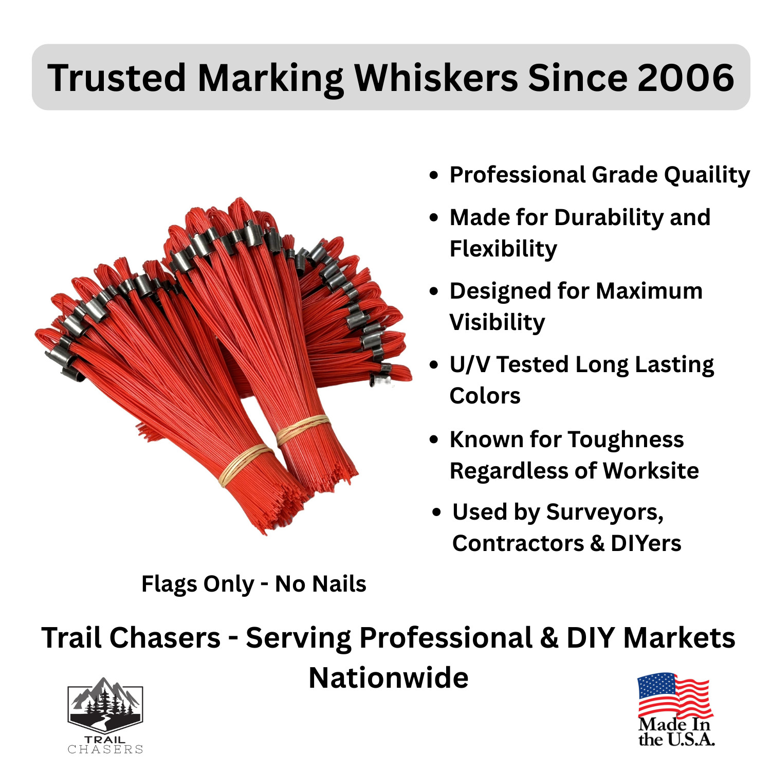 Smi-Carr Stake Chaser Orange 6 Inch Marking Whiskers (75-Count)