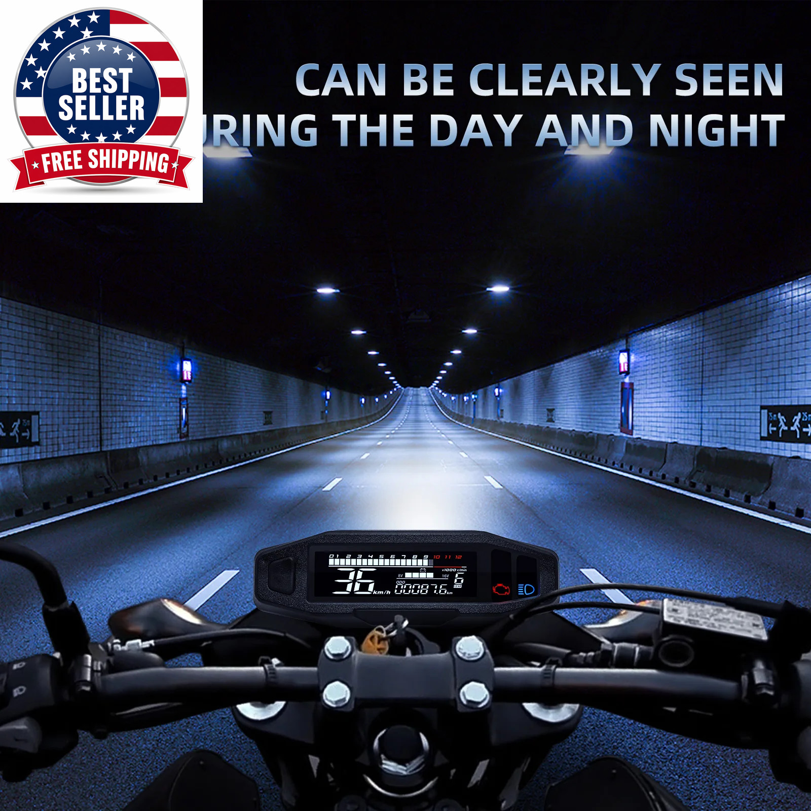AD Motorcycle Digital Dash Universal GPS Speedometer KM/H with Turn Signal Light