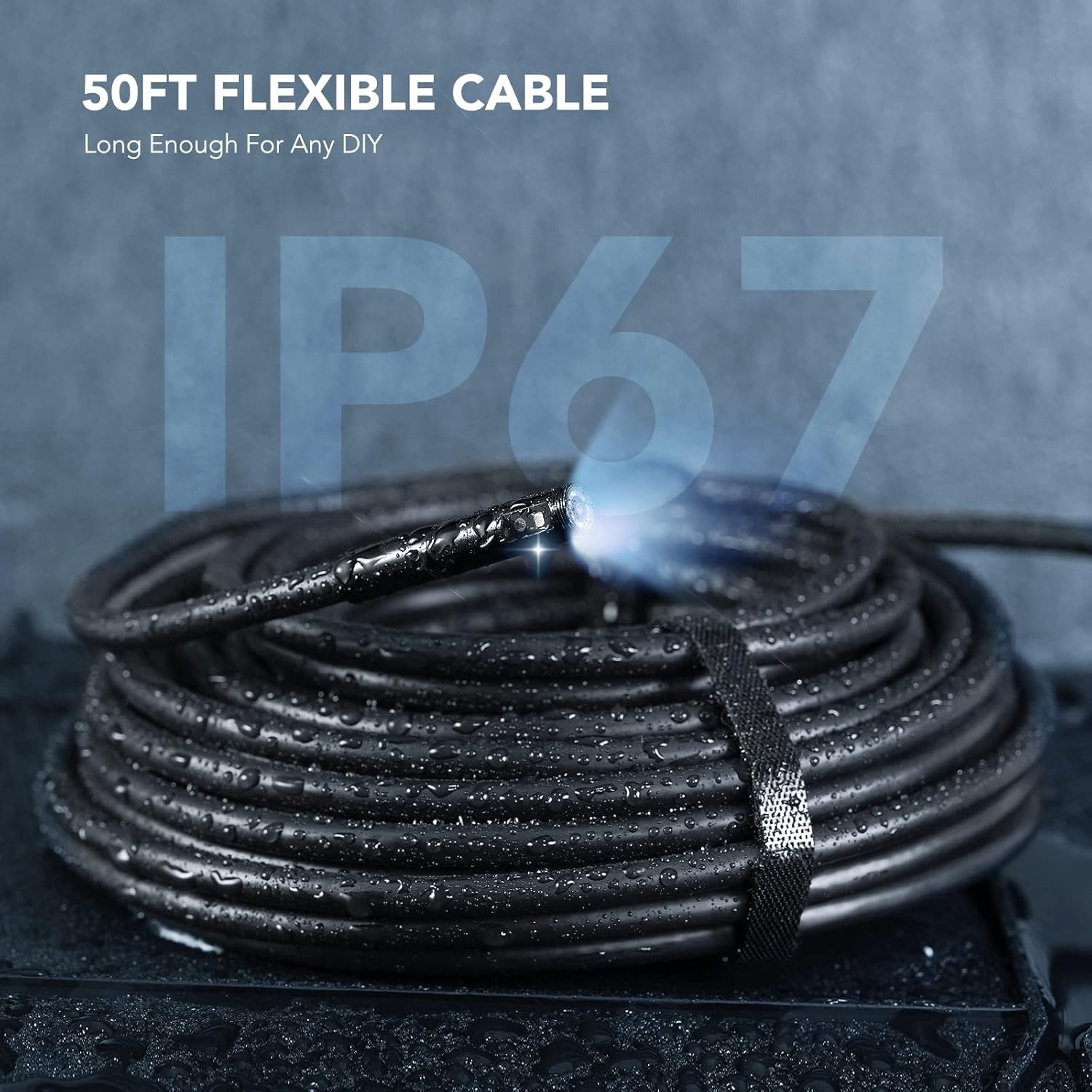 Triple Lens Endoscope Camera with Light with 50FT Semi-Rigid Cable, DEPSTECH 5″