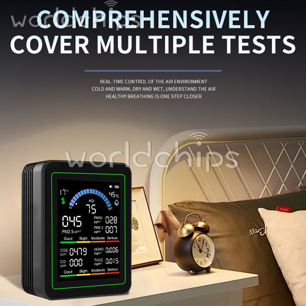 10-in-1 Air Quality Detector PM2.5 PM10 PM HCHO TVOC CO CO2 Formaldehyde Monitor