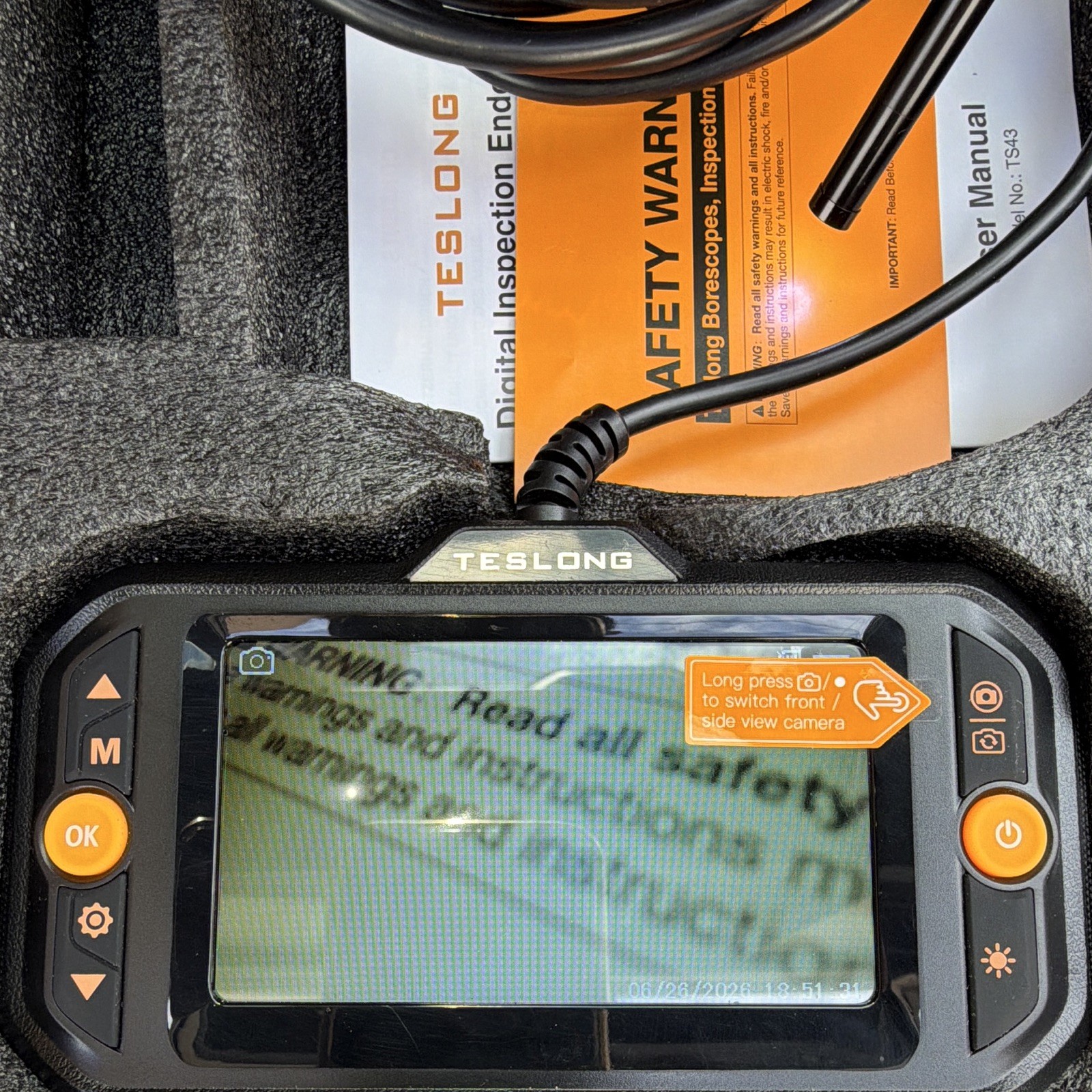 Teslong TS43 Dual Lens 1080P Digital Borescope 5m 8mm LCD 8X Zoom