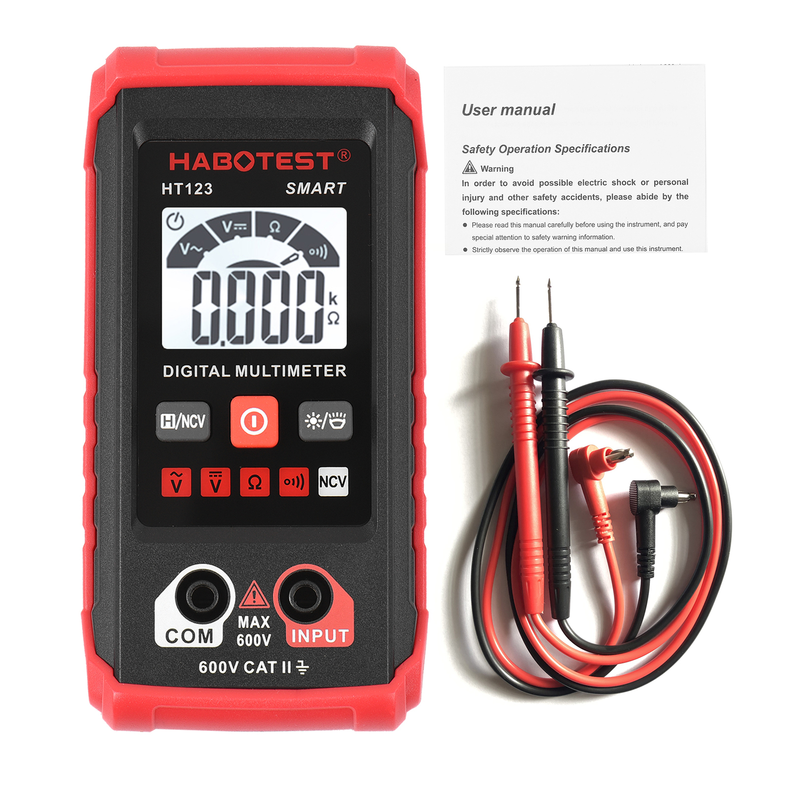 Digital Multimeter Auto Range Multi-meter 2,000 Counts True LCD Backlight L5M0