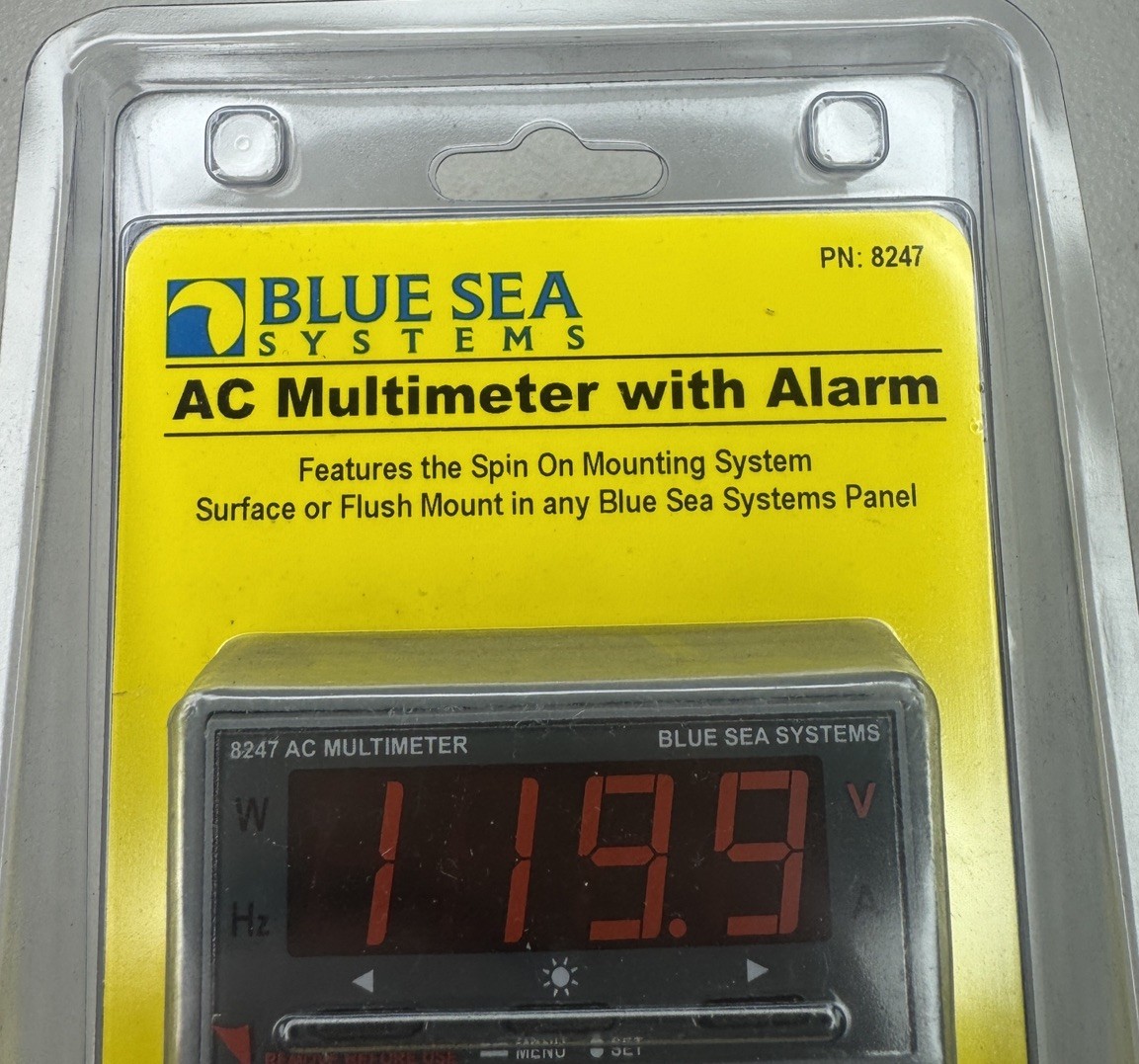 Blue Sea 8247 AC Digital Multimeter w/ Alarm Spin On Surface Flush Mount Marine
