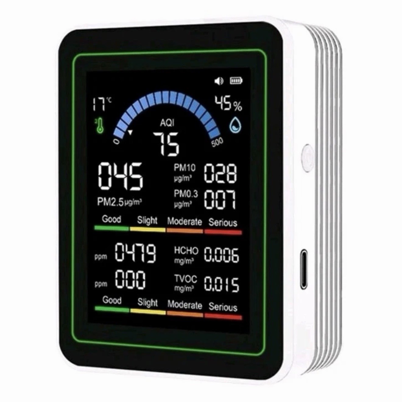Air Quality Monitor Indoor, 10 in 1 Portable Smartair Quality Tester for CO2