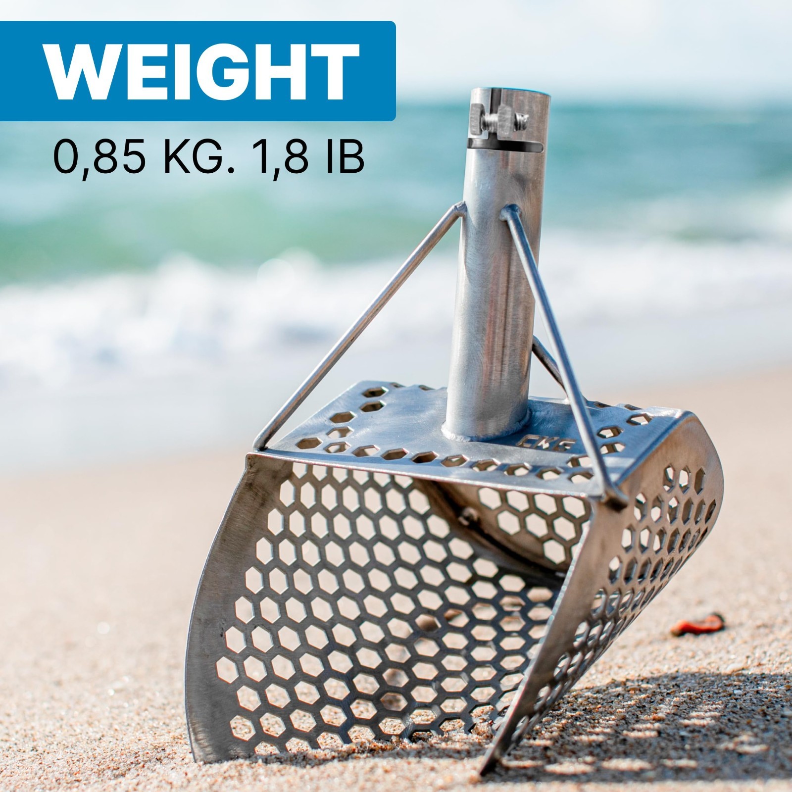 Heavy Duty Sand Scoop for Metal Detecting – Stainless Steel Sifter Shovel 9×6