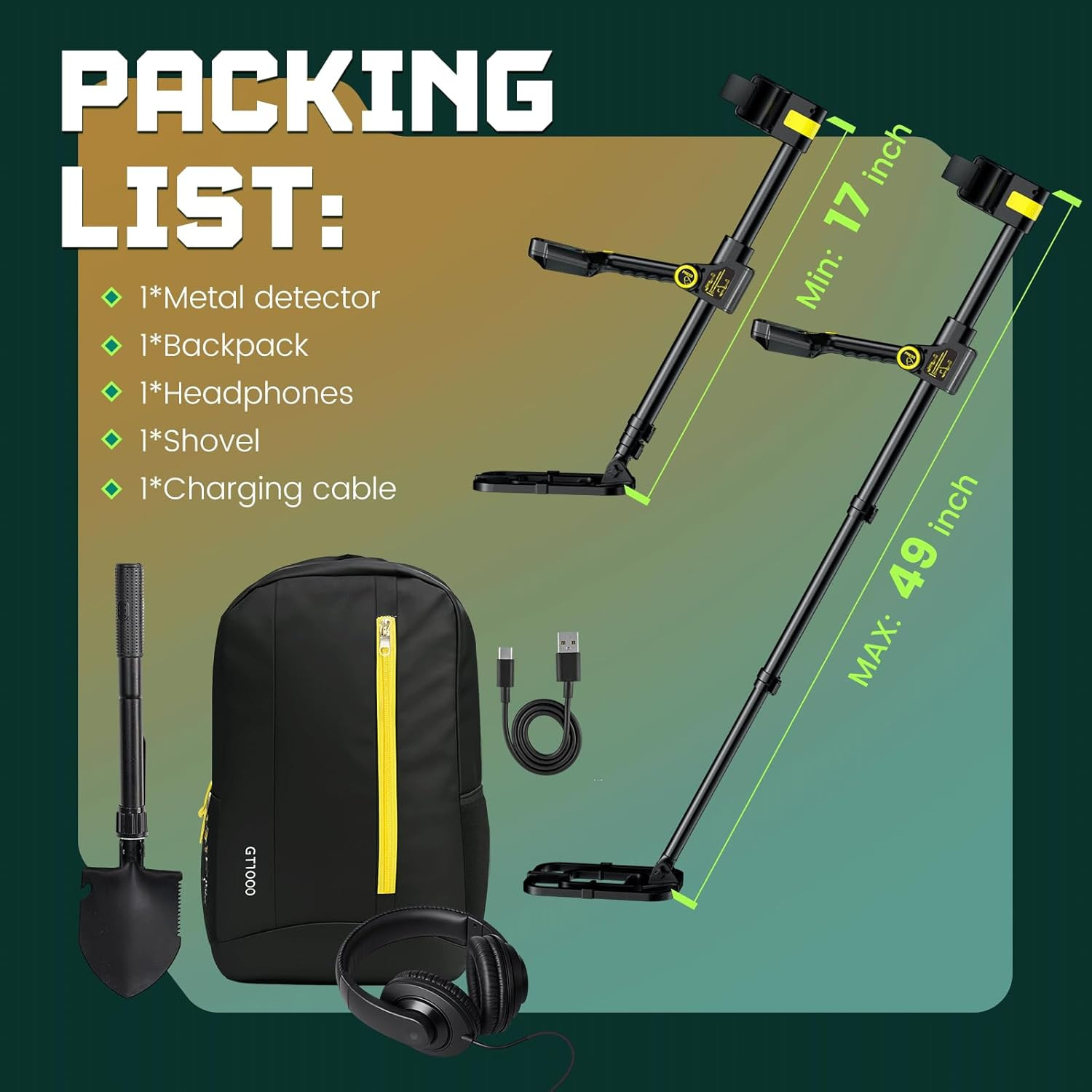 Metal Detector for Adults Waterproof – 2000Mah Chargeable Professional Cordless