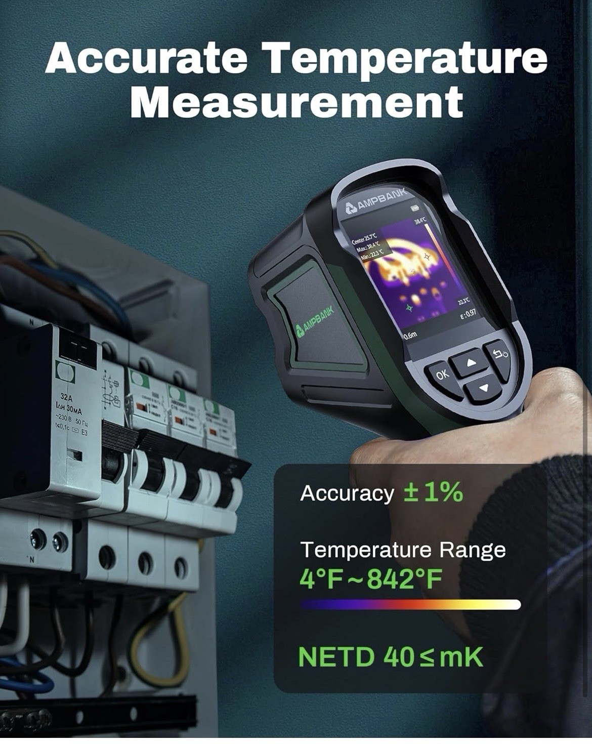 AmpBank H128 Handheld Thermal Imaging Camera 240 x 240 TISR 15-Hour Battery Life