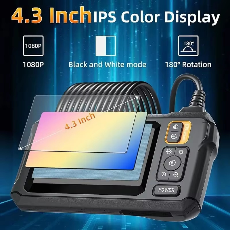 Industrial Endoscope Camera 8Mm HD1080P 4.3Inch IPS Screen 1080P Pipe Inspection