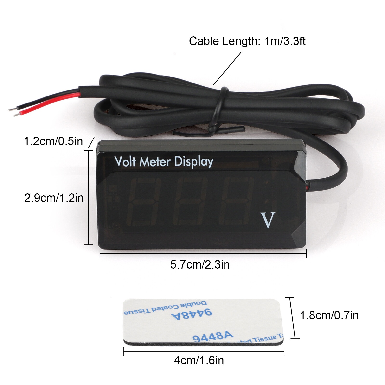 2PCS 12V Digital LED Display Voltmeter Voltage Gauge Panel Meter Car Motorcycle