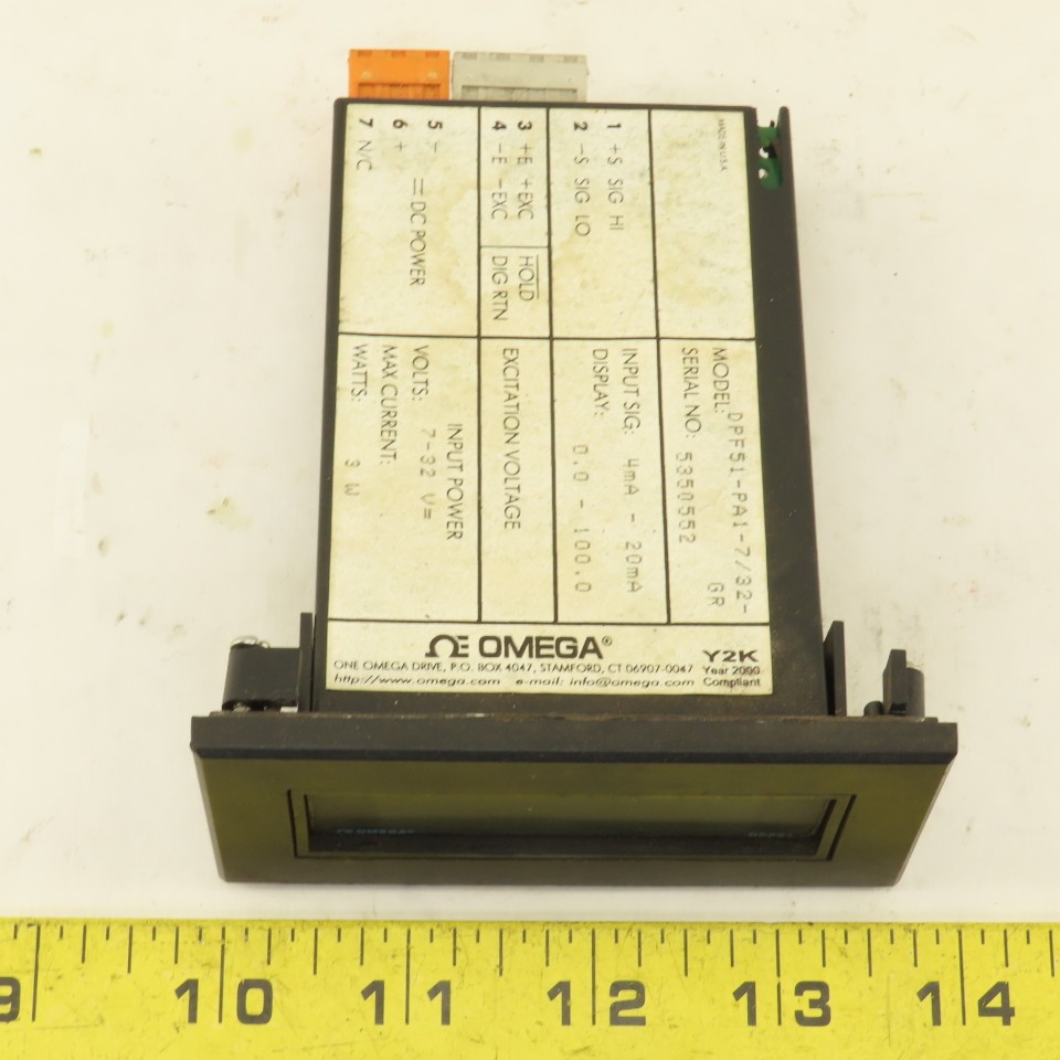 Omega DPF51-PA1-7/32-GR Mini Size Digital Panel Meter 3-1/2 Digit 7-32V