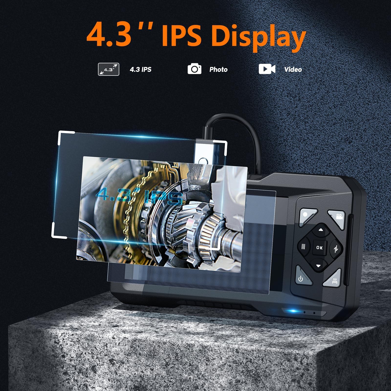 Hayve 4.3inch Industrial Endoscope, 1920P Digital Borescope Inspection , [Pho…