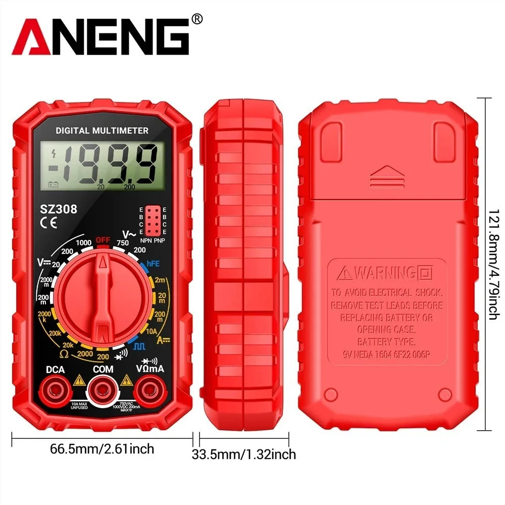 LCD Digital Multimeter Voltmeter Ammeter Ohmmeter Volt AC DC Tester Leads Meter