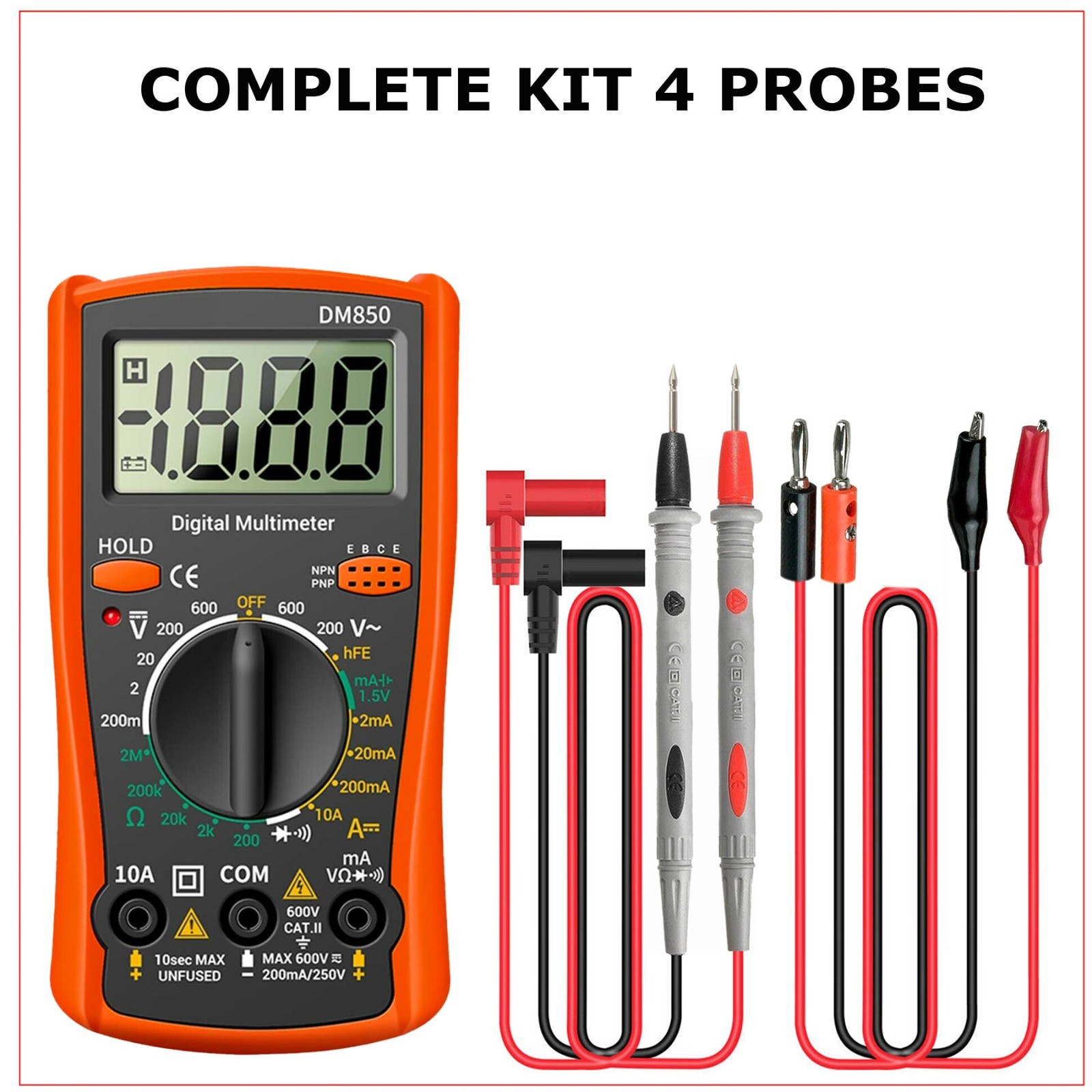 LCD Digital Multimeter Voltmeter Ammeter Ohmmeter Volt AC DC Tester Leads Meter