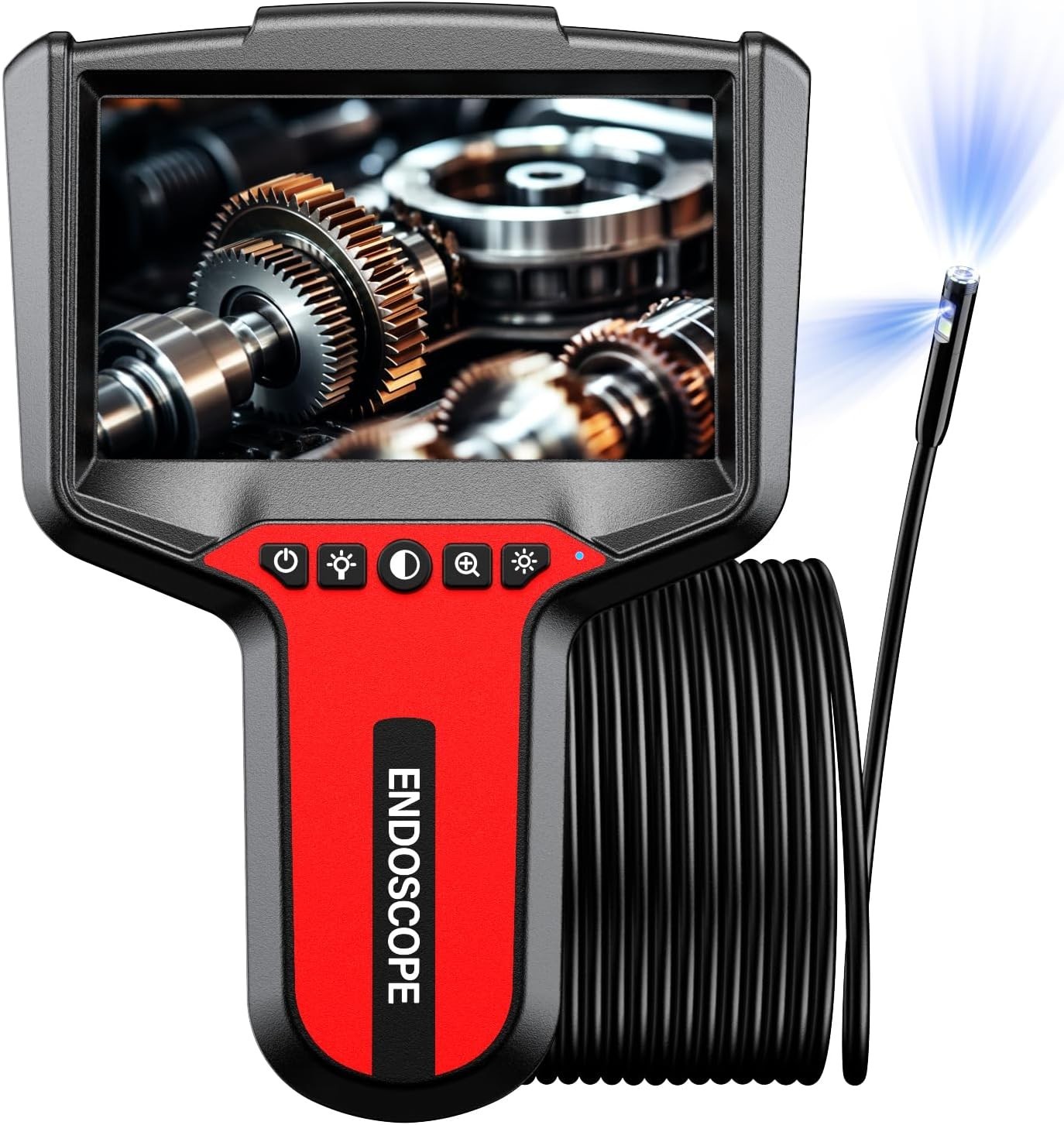 Endoscope Camera with Light: 5″ 1080P HD Dual-Lens Inspection Borescope Camera f