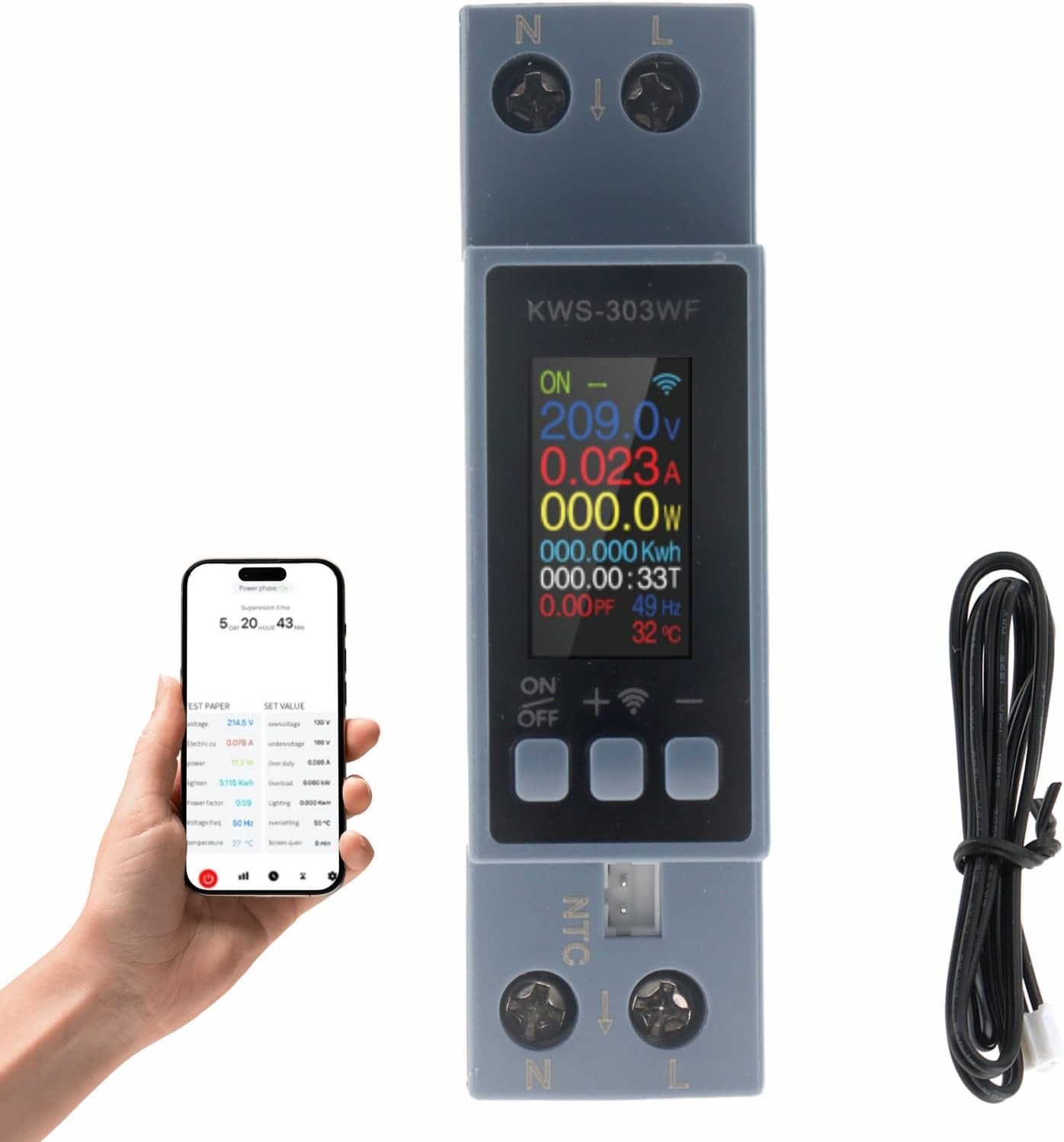8-in-1 Digital Power Meter for Din Rail Smart Energy Monitor Voltage Current