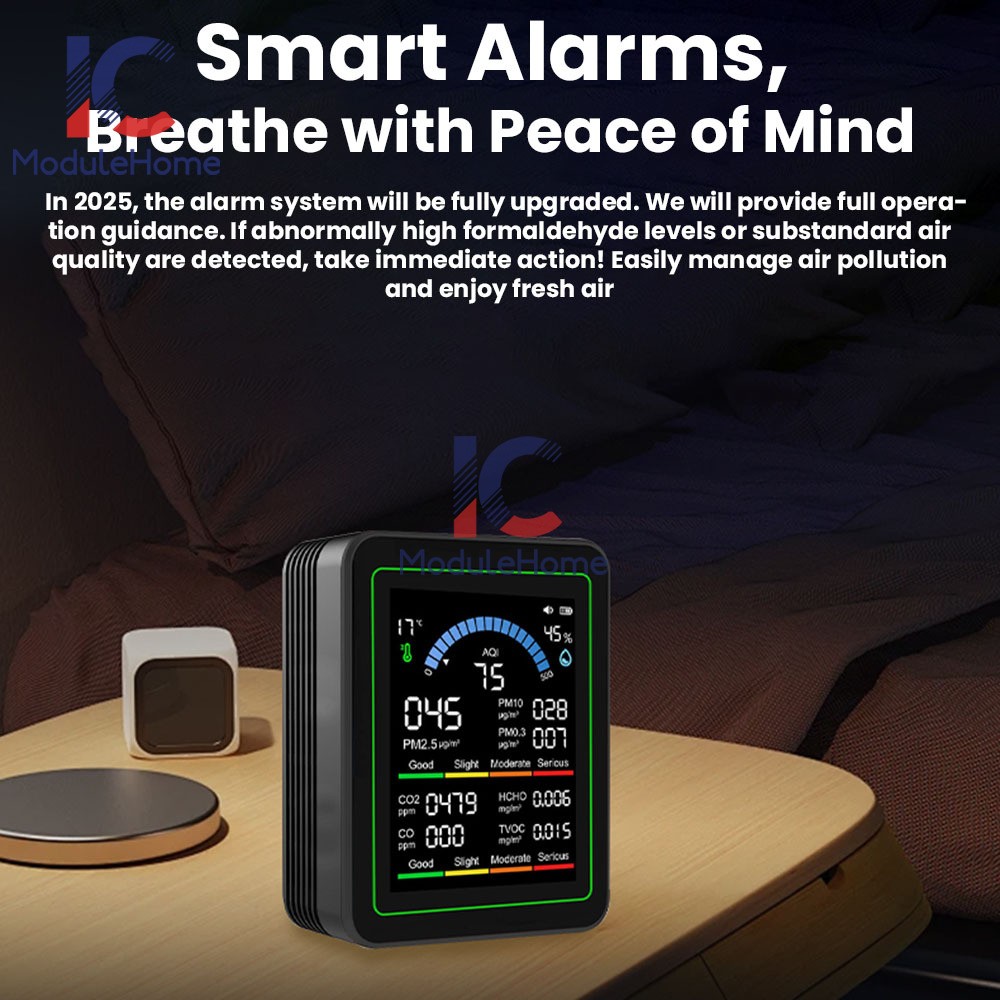 10-in-1 Air Quality Detector PM2.5 PM10 PM HCHO TVOC CO CO2 Formaldehyde Monitor