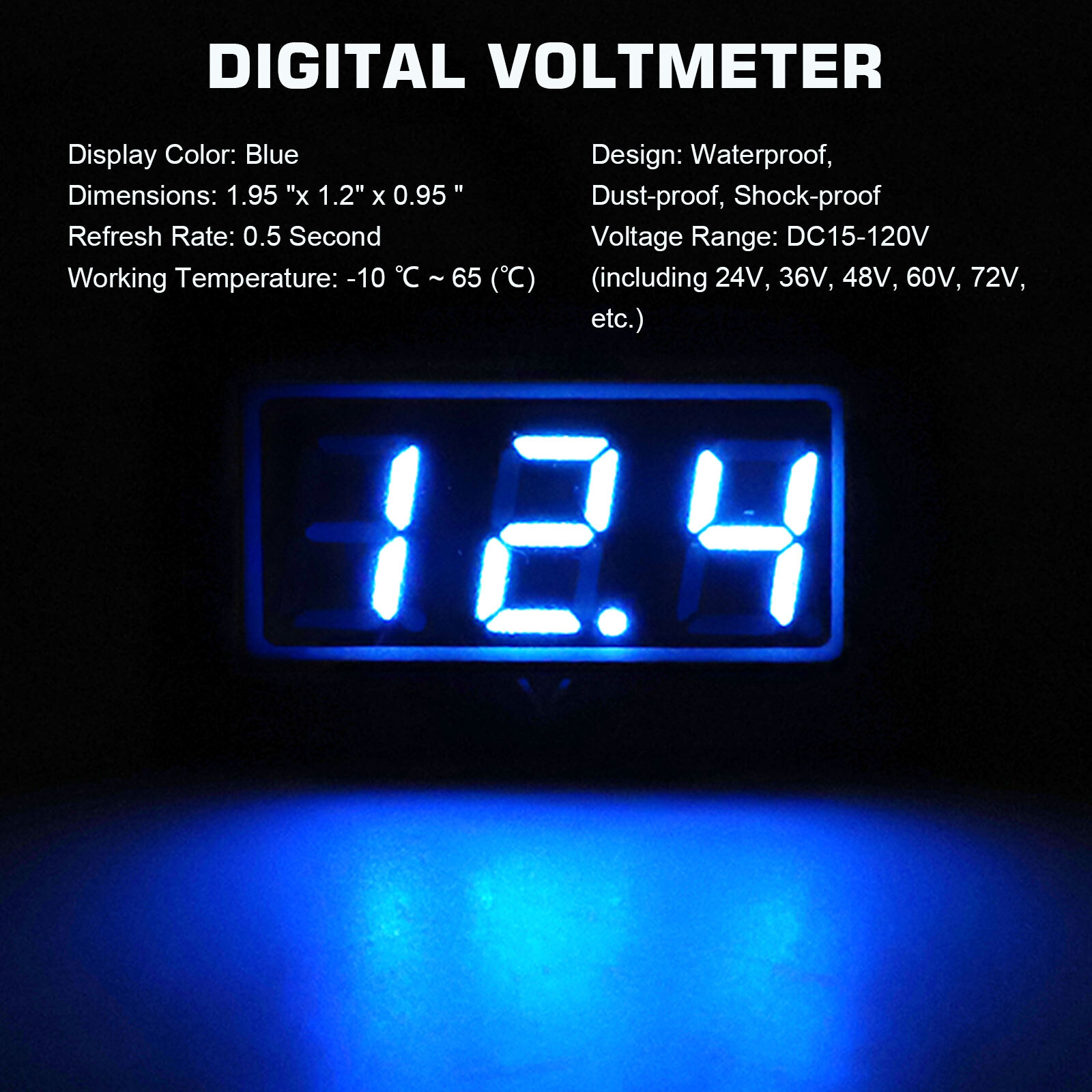 48V Golf Cart Digital Volt Meter Battery Gauge For Club Car Yamaha 48 Volt Blue