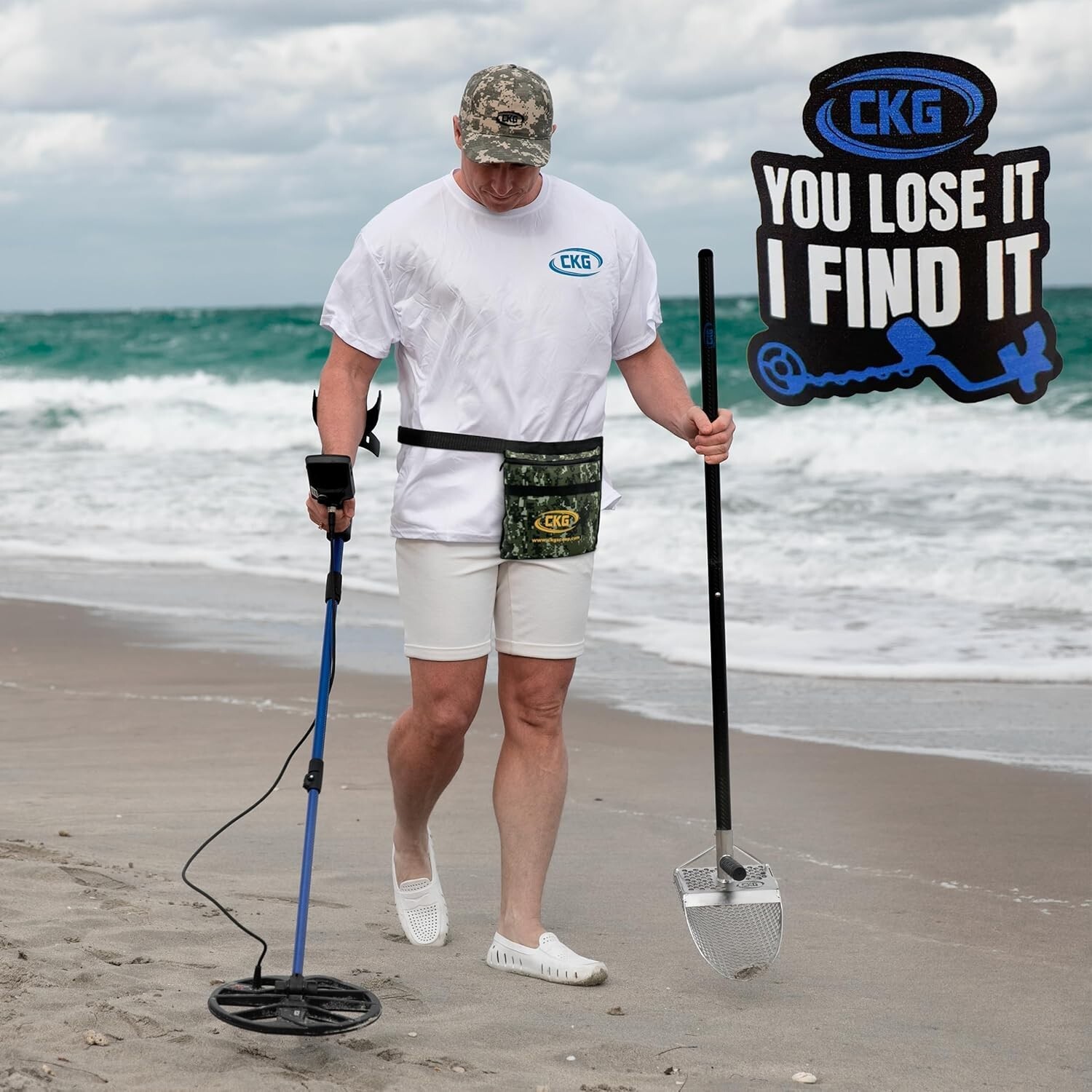 CKG Sand Scoop Metal Detector Carbon Handle Pole Detecting Scoops Shovel Rod