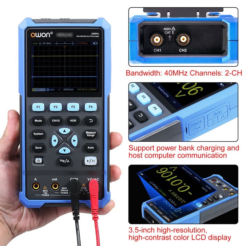 HD272 70MHz Handheld Digital Oscilloscope Multimeter 3.5-in LCD Display for OWON