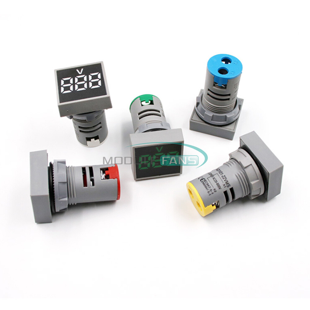 AC 20-500V Square Digital LED Voltmeter Voltage Gauge Meter Tester 5Color