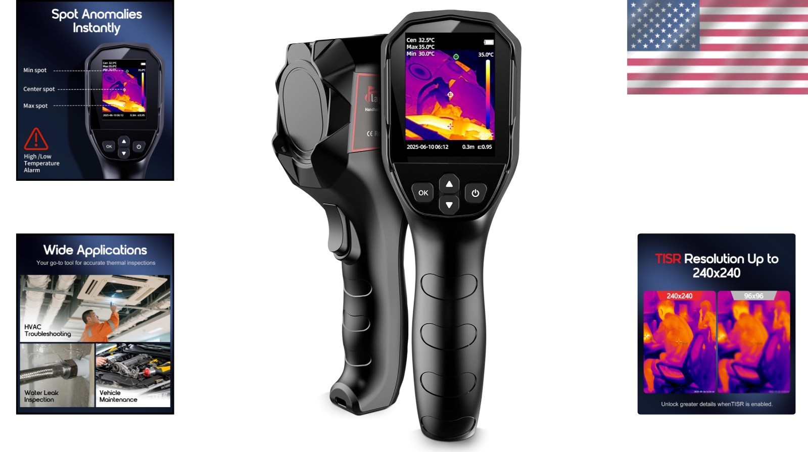 Handheld Thermal Camera – 240×240 Resolution, -4°F to 1022°F
