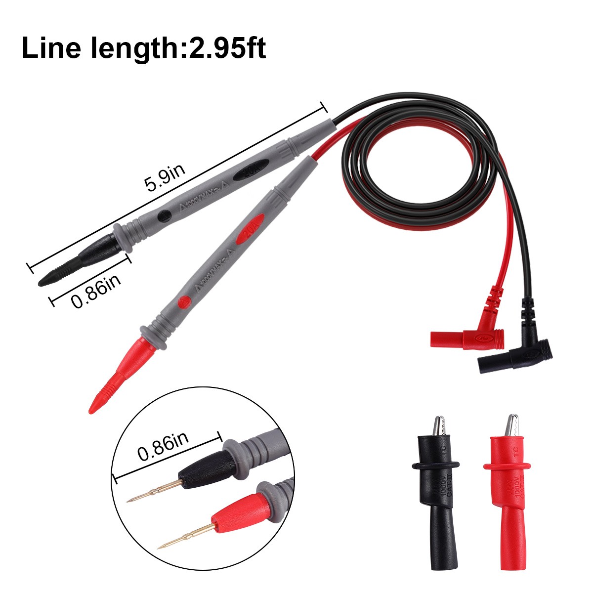 Brand New US Stock 20A 1000V Multimeter Test Leads Kit with Alligator Clips